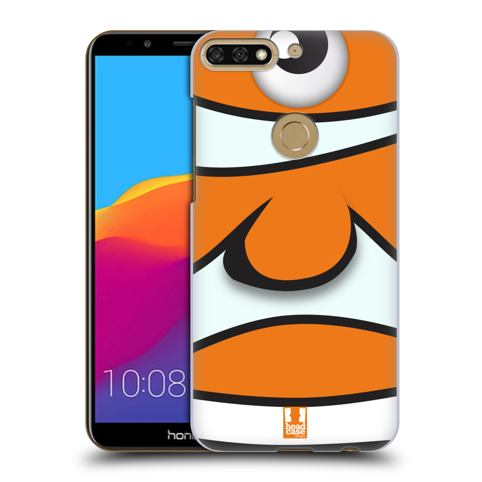 HEAD CASE plastový obal na mobil Honor 7c vzor Rybičky z profilu klaun oranžová NEMO
