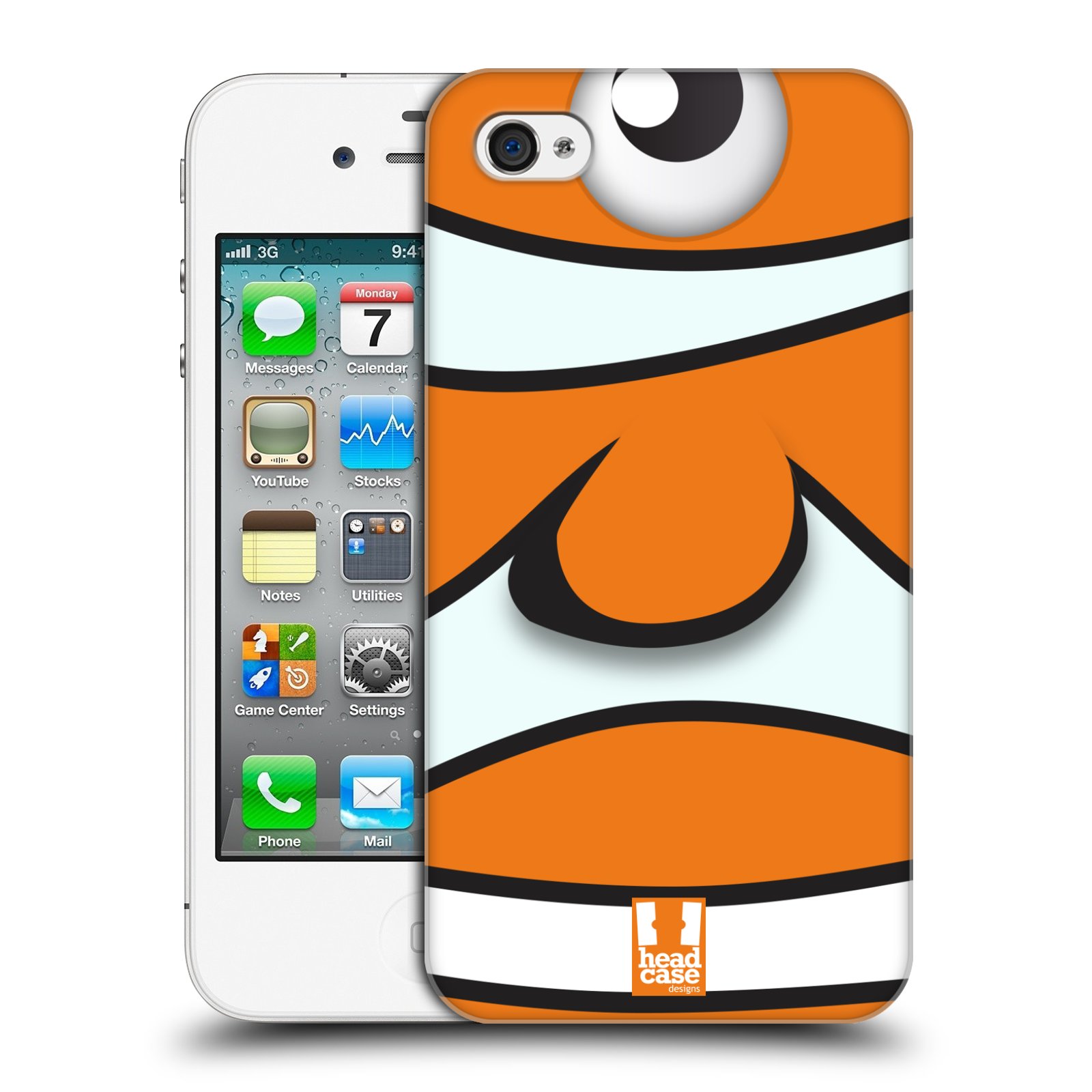 HEAD CASE plastový obal na mobil Apple Iphone 4/4S vzor Rybičky z profilu klaun oranžová NEMO