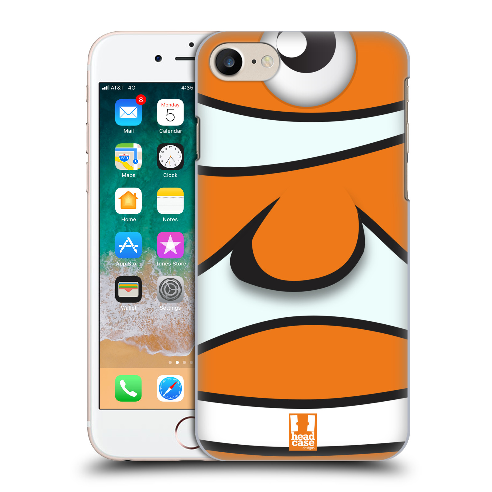 Plastové pouzdro pro mobil Apple Iphone 7/8/SE 2020 vzor Rybičky z profilu klaun oranžová NEMO