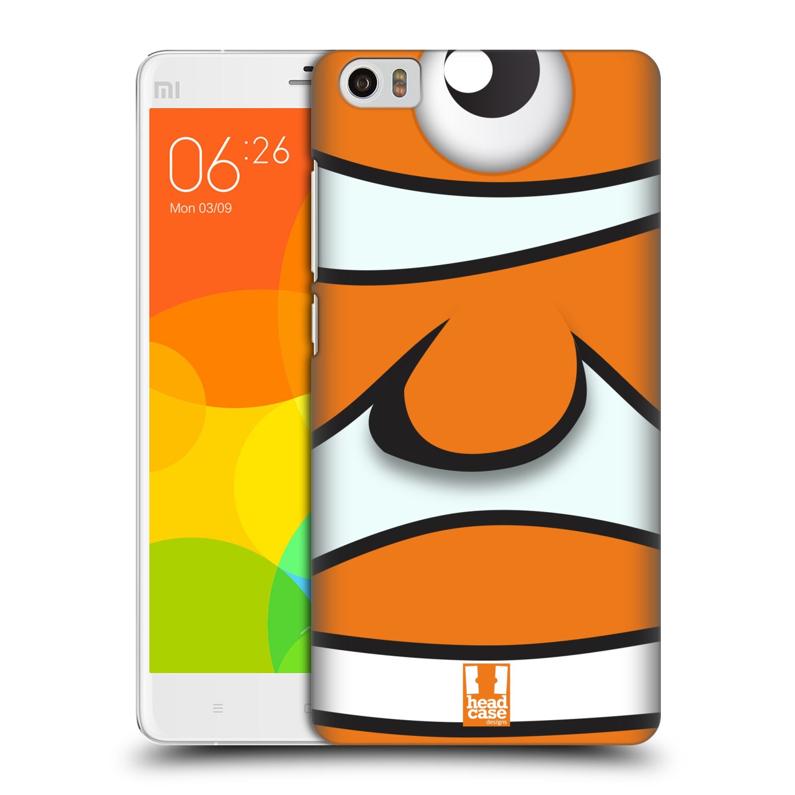 HEAD CASE pevný plastový obal na mobil XIAOMI Mi Note vzor Rybičky z profilu klaun oranžová NEMO