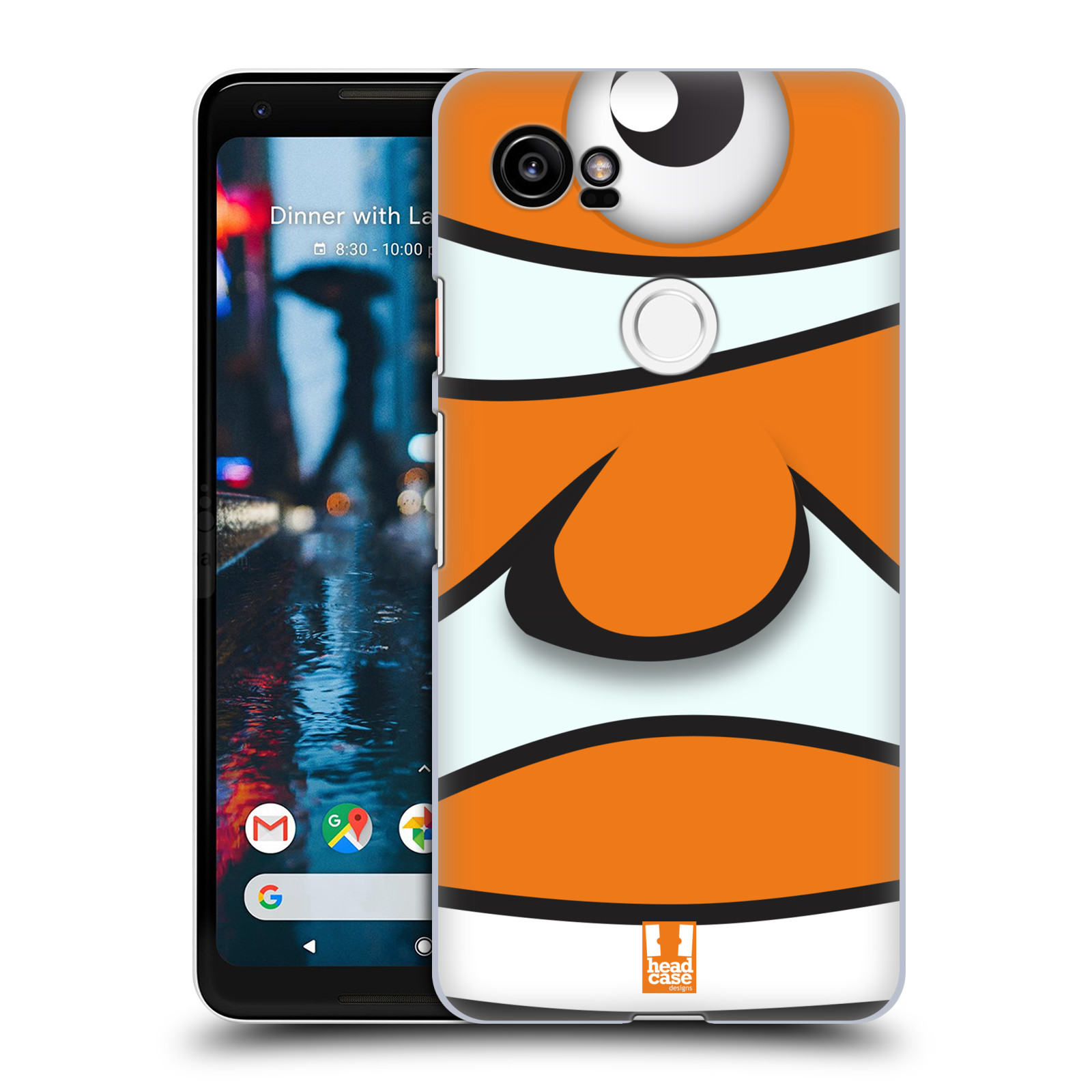 HEAD CASE plastový obal na mobil Google Pixel 2 XL vzor Rybičky z profilu klaun oranžová NEMO