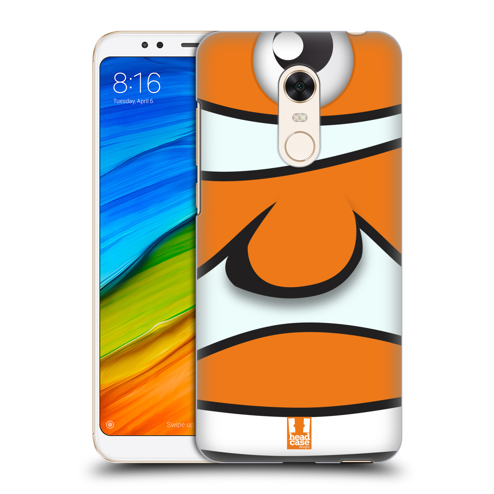 HEAD CASE plastový obal na mobil Xiaomi Redmi 5 PLUS vzor Rybičky z profilu klaun oranžová NEMO