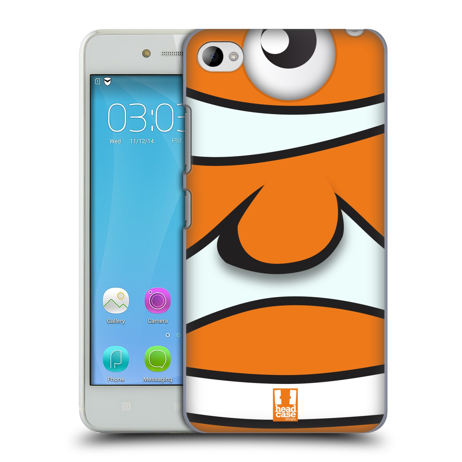 HEAD CASE pevný plastový obal na mobil LENOVO S90 vzor Rybičky z profilu klaun oranžová NEMO