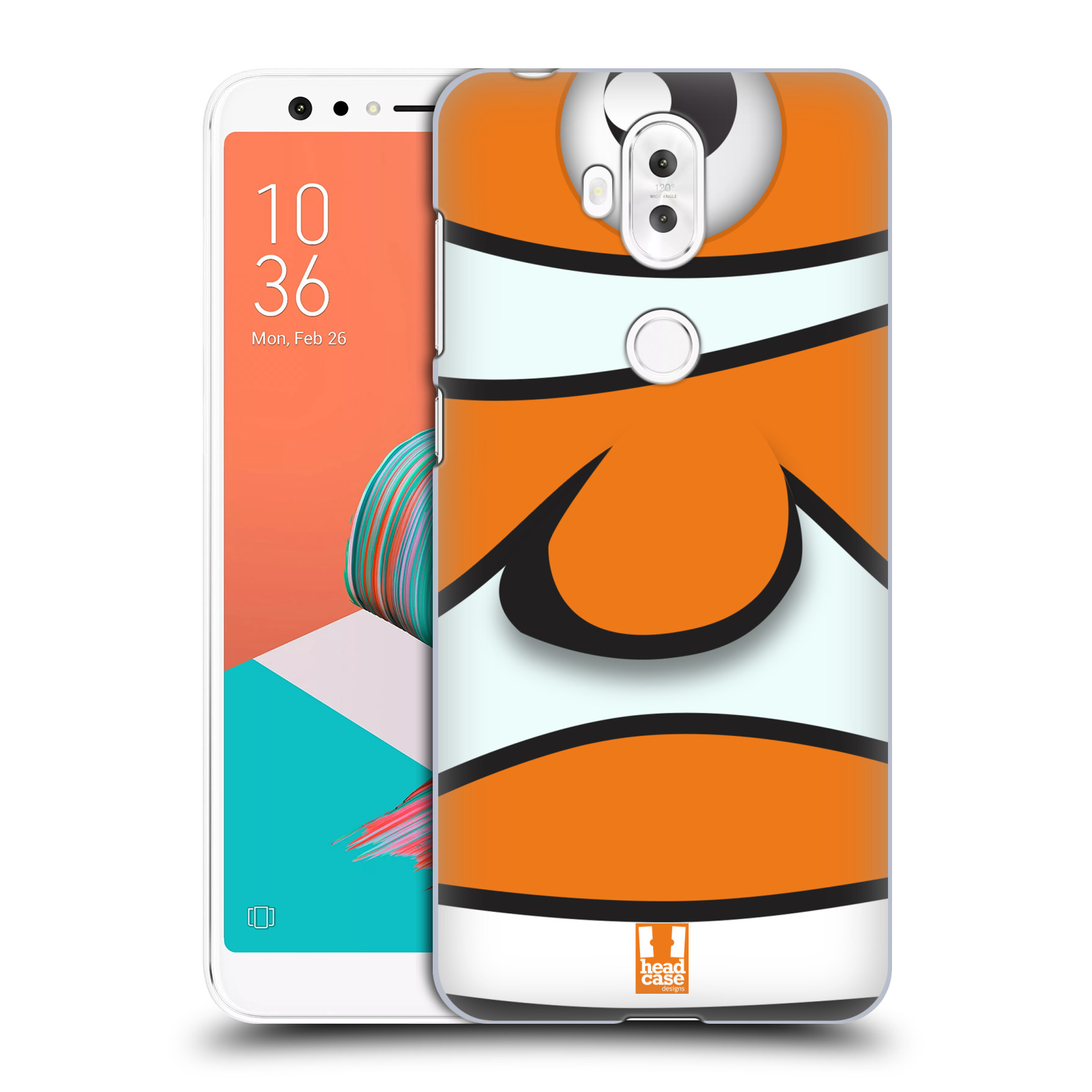 HEAD CASE plastový obal na mobil Asus Zenfone 5 LITE ZC600KL vzor Rybičky z profilu klaun oranžová NEMO