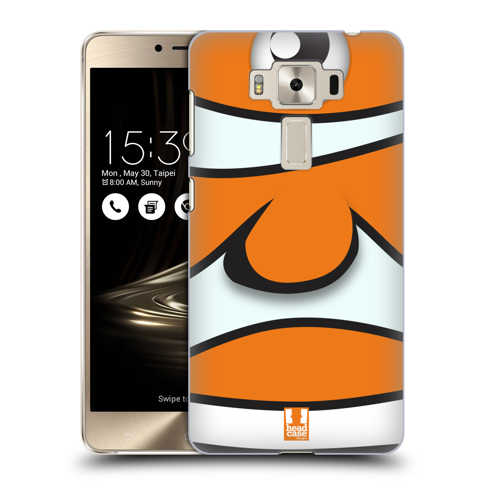 HEAD CASE plastový obal na mobil Asus Zenfone 3 DELUXE ZS550KL vzor Rybičky z profilu klaun oranžová NEMO