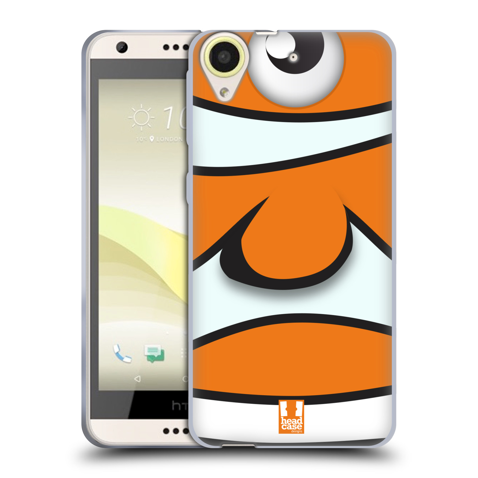 HEAD CASE silikonový obal na mobil HTC Desire 650 vzor Rybičky z profilu klaun oranžová NEMO