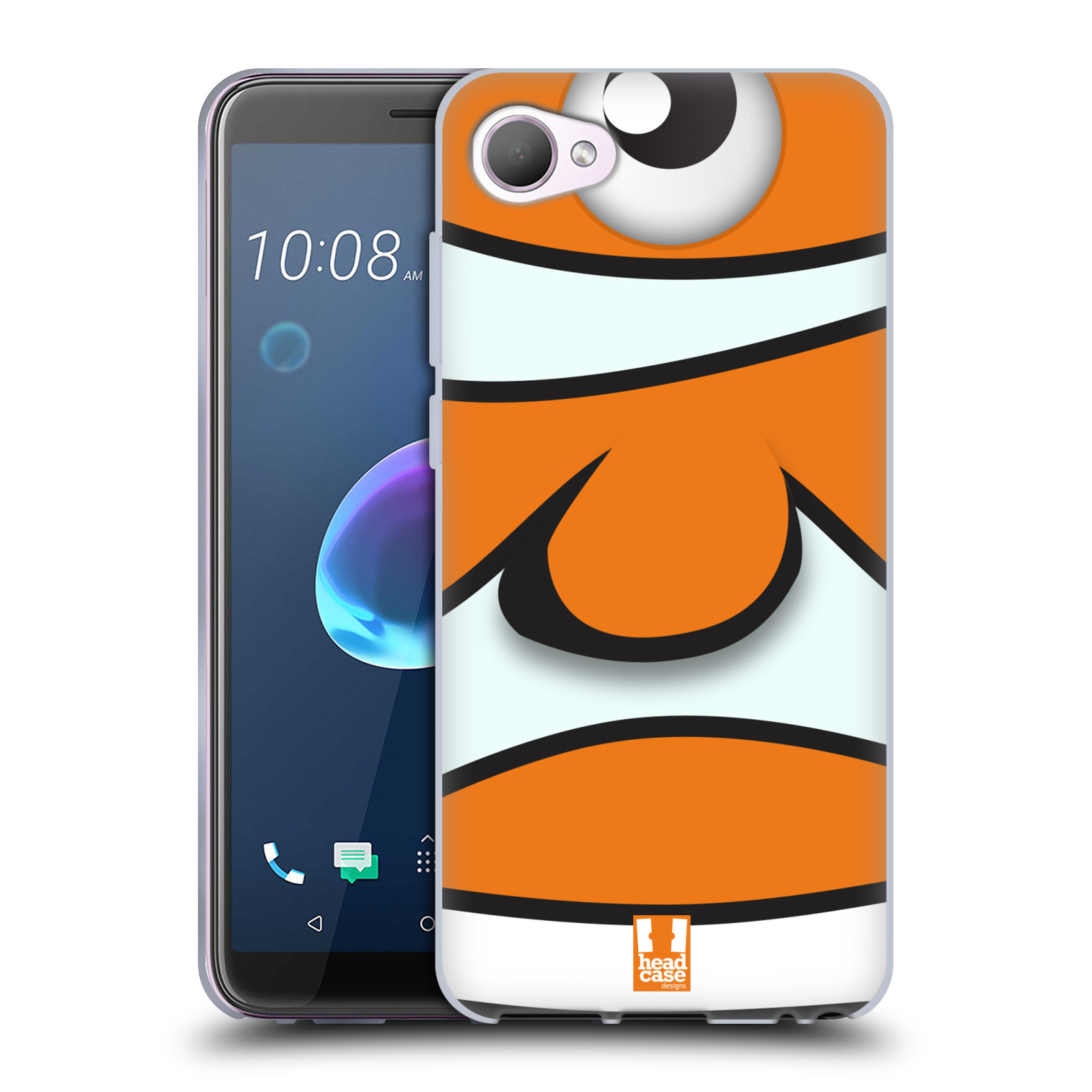 HEAD CASE silikonový obal na mobil HTC Desire 12 / Desire 12 DUAL SIM vzor Rybičky z profilu klaun oranžová NEMO