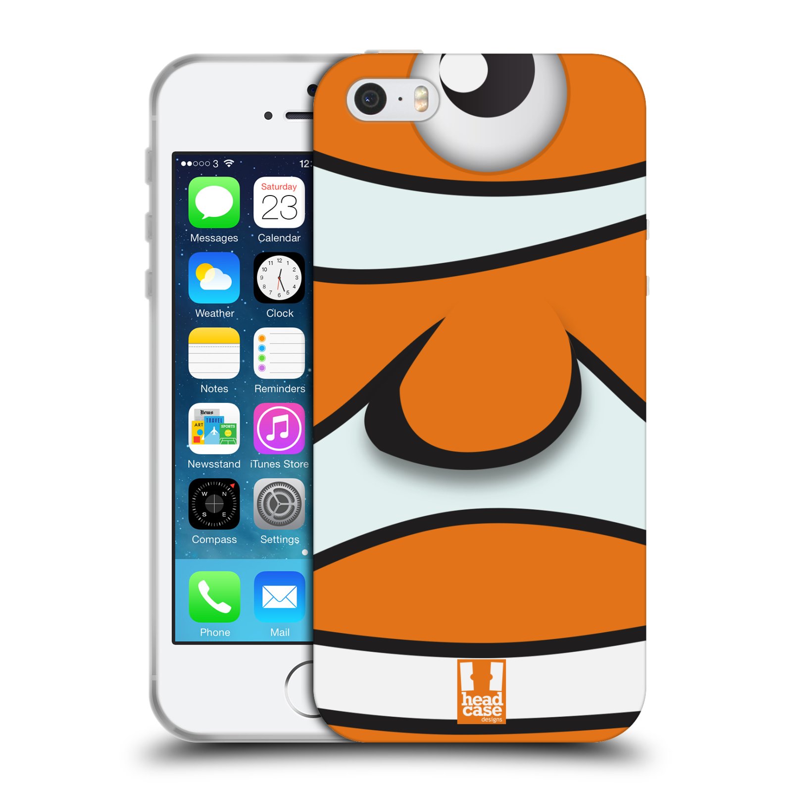 HEAD CASE silikonový obal na mobil Apple Iphone 5/5S vzor Rybičky z profilu klaun oranžová NEMO