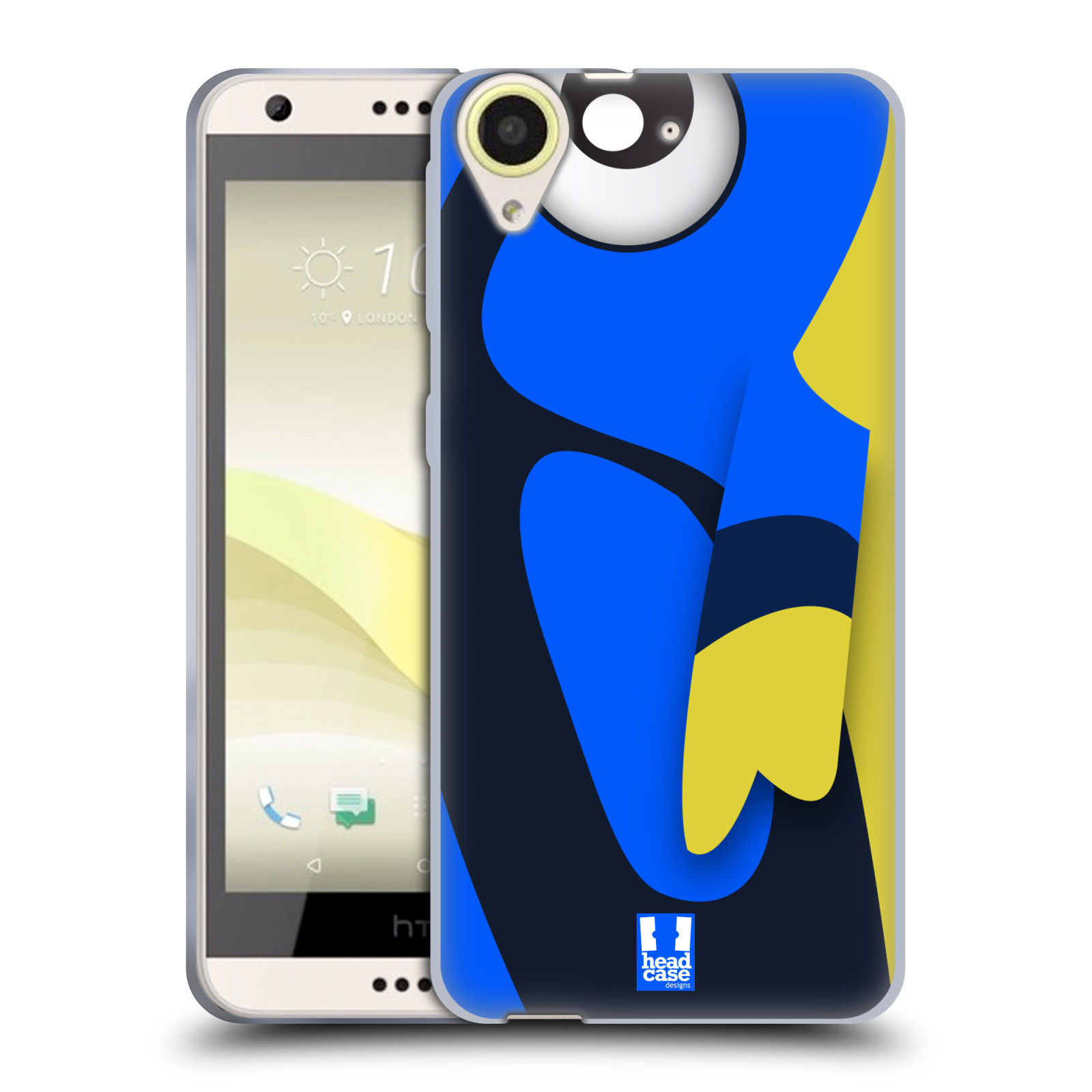 HEAD CASE silikonový obal na mobil HTC Desire 650 vzor Rybičky z profilu modrá a žlutá Dory