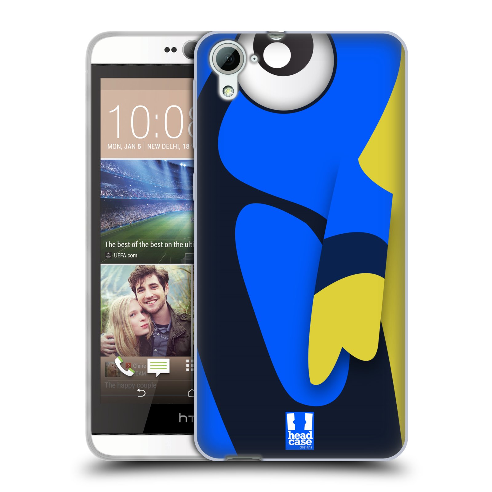 HEAD CASE silikonový obal na mobil HTC DESIRE 826 vzor Rybičky z profilu modrá a žlutá Dory