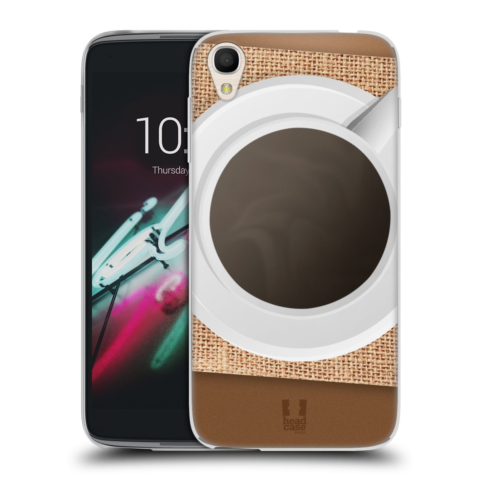 HEAD CASE silikonový obal na mobil Alcatel Idol 3 OT-6039Y (4.7) vzor maskování kafe na stole