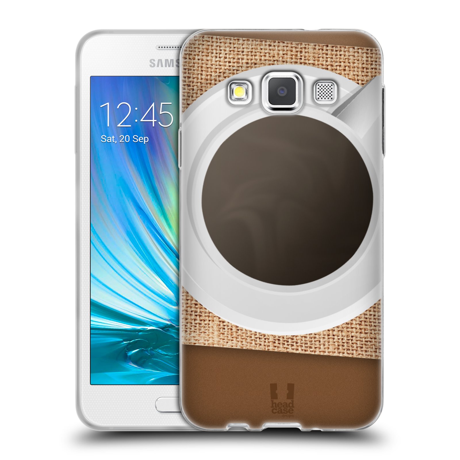 HEAD CASE silikonový obal na mobil Samsung Galaxy A3 vzor maskování kafe na stole