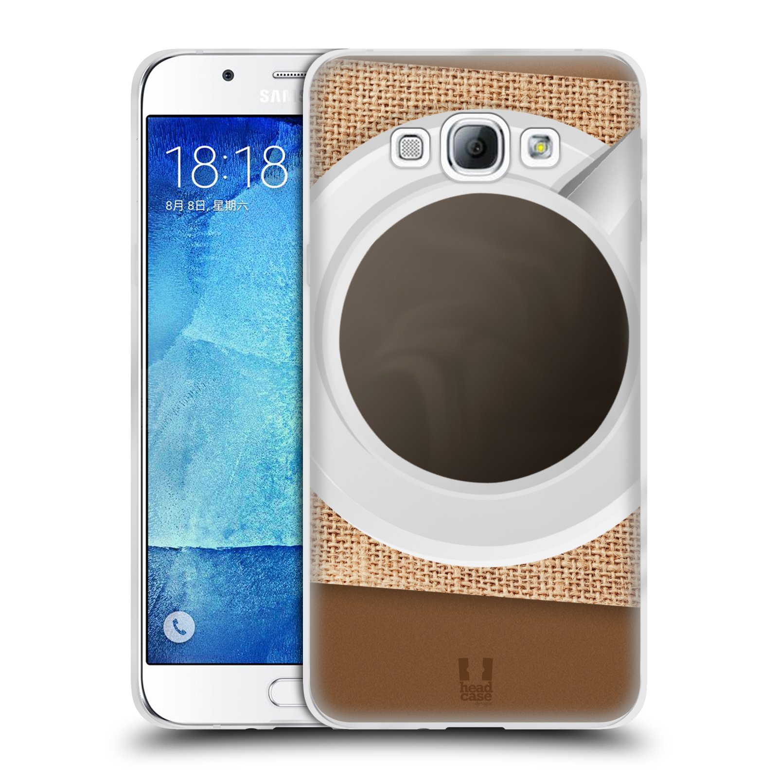 HEAD CASE silikonový obal na mobil Samsung Galaxy A8 vzor maskování kafe na stole