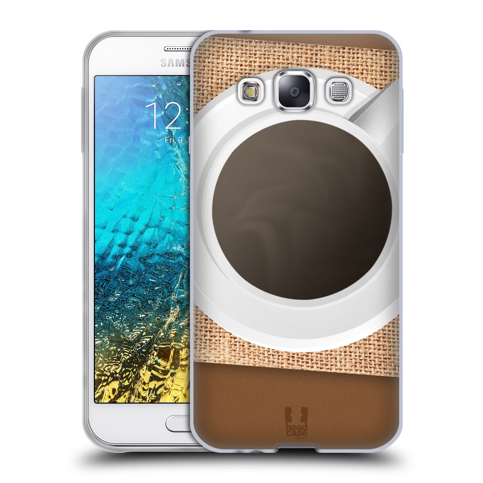 HEAD CASE silikonový obal na mobil Samsung Galaxy E5 vzor maskování kafe na stole