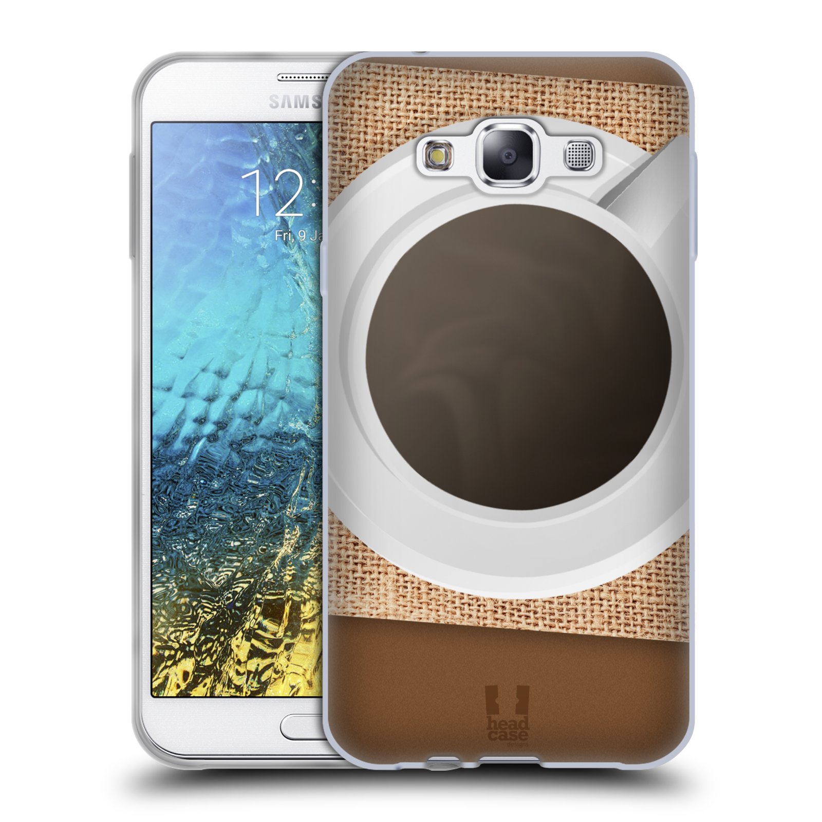 HEAD CASE silikonový obal na mobil Samsung Galaxy E7 vzor maskování kafe na stole