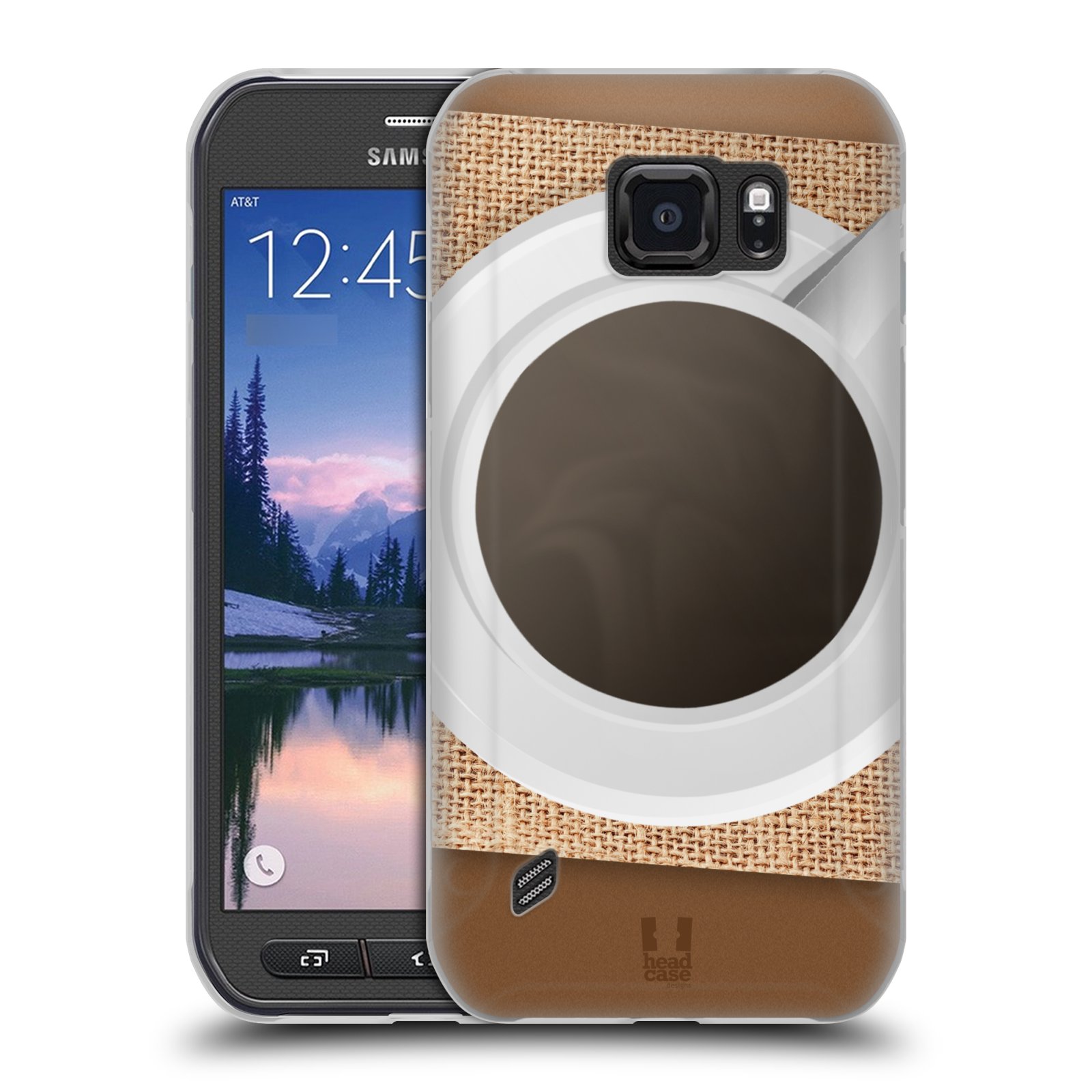 HEAD CASE silikonový obal na mobil Samsung Galaxy S6 ACTIVE vzor maskování kafe na stole