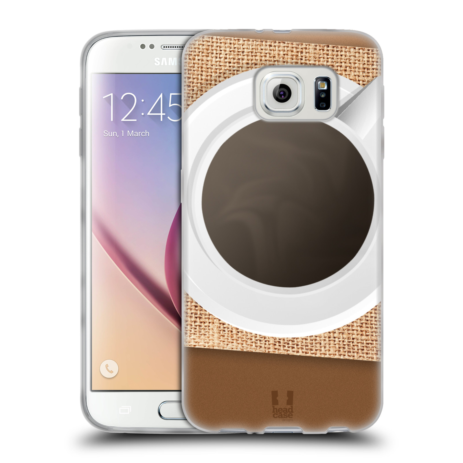 HEAD CASE silikonový obal na mobil Samsung Galaxy S6 vzor maskování kafe na stole