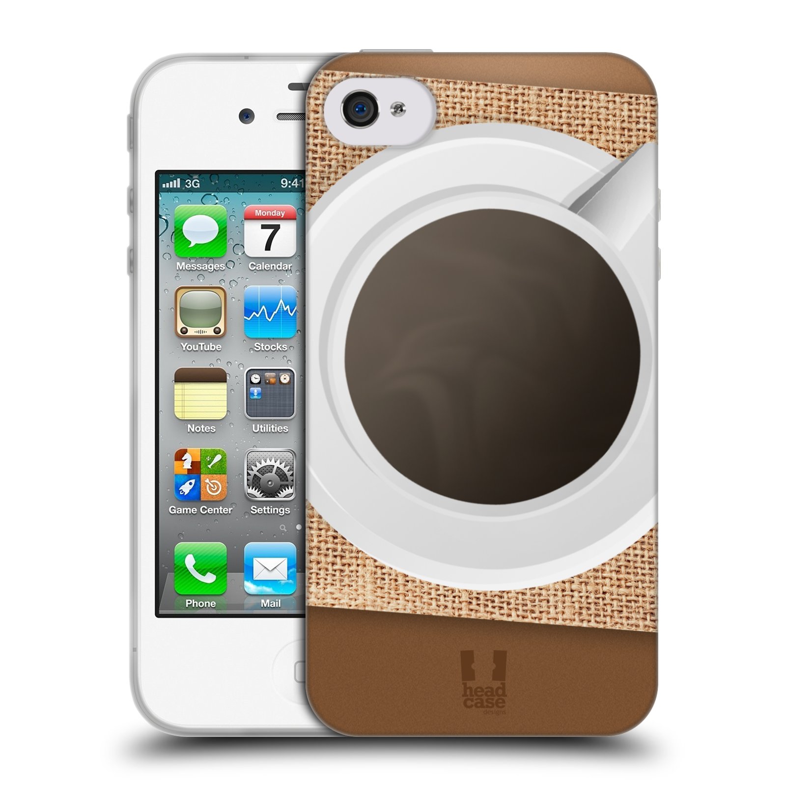 HEAD CASE silikonový obal na mobil Apple Iphone 4/4S vzor maskování kafe na stole