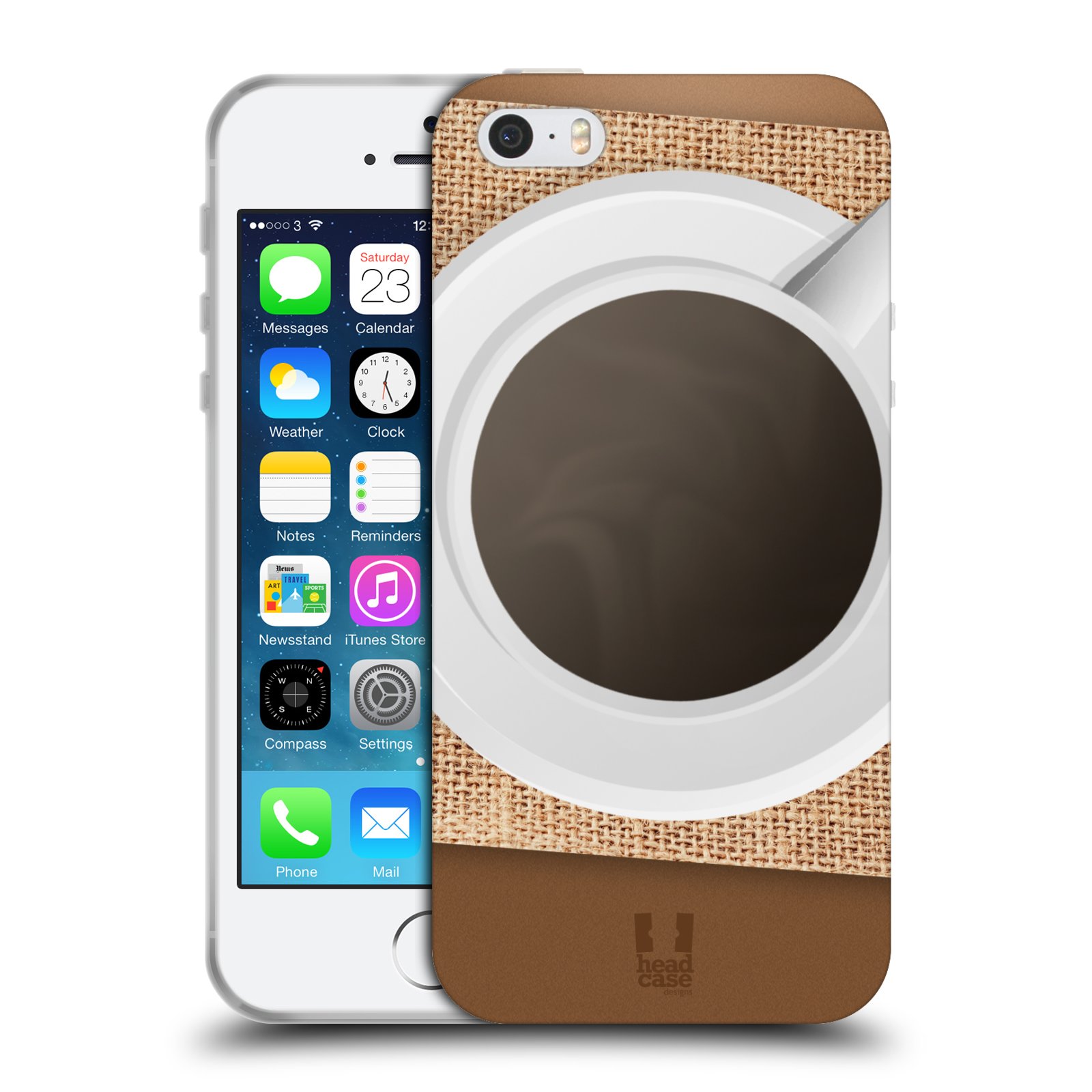 HEAD CASE silikonový obal na mobil Apple Iphone 5/5S vzor maskování kafe na stole