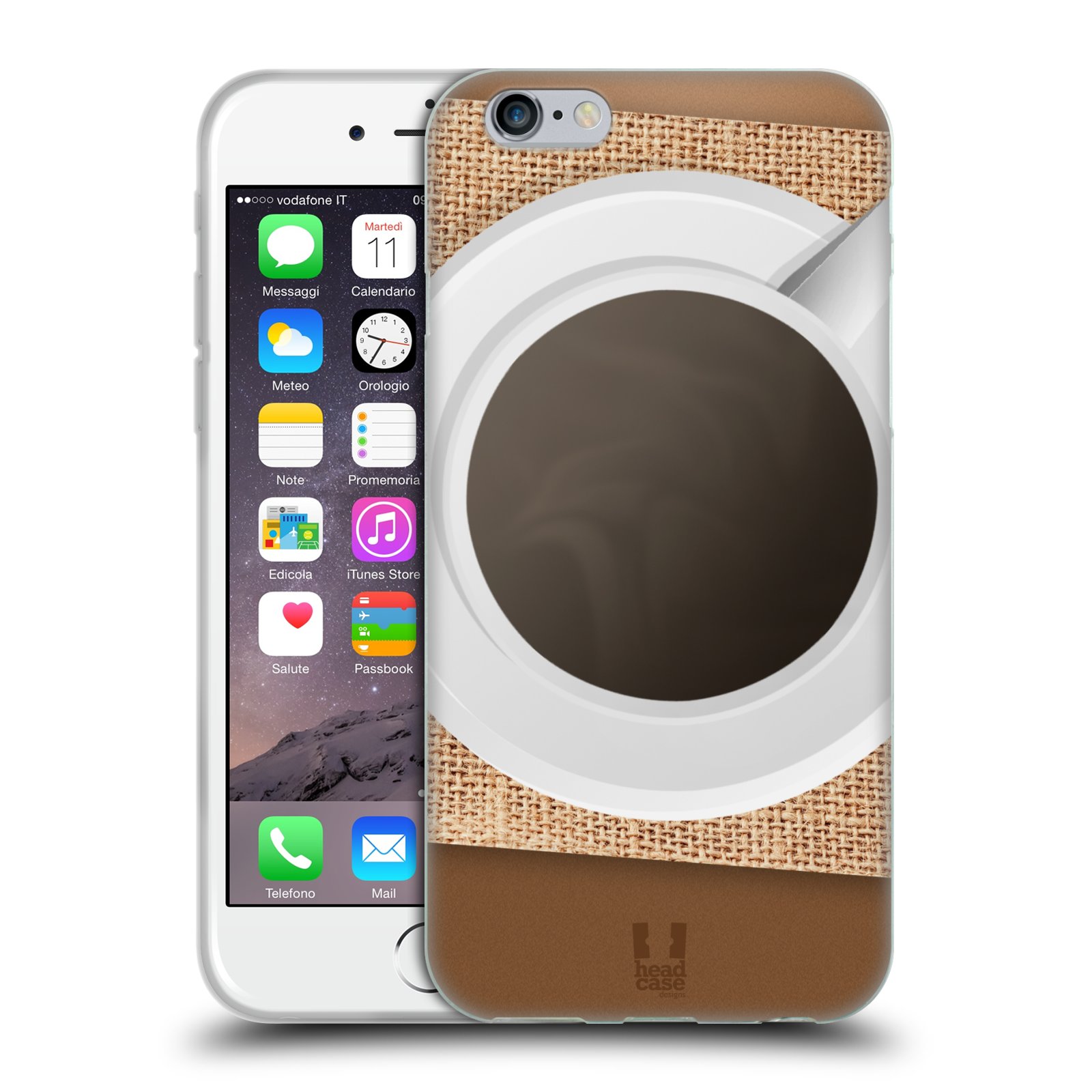 HEAD CASE silikonový obal na mobil Apple Iphone 6/6S vzor maskování kafe na stole