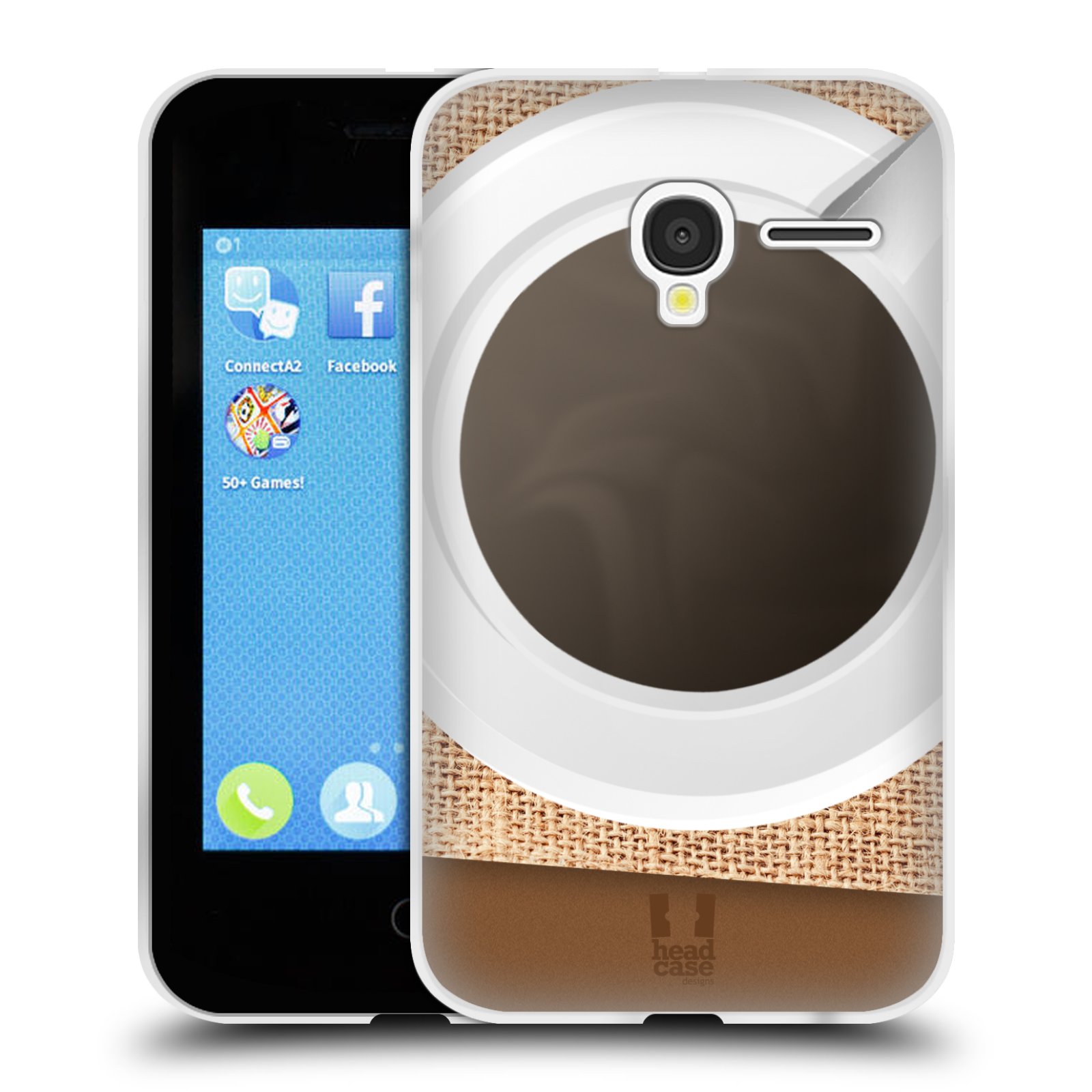 HEAD CASE silikonový obal na mobil Alcatel PIXI 3 OT-4022D (3,5 palcový displej) vzor maskování kafe na stole