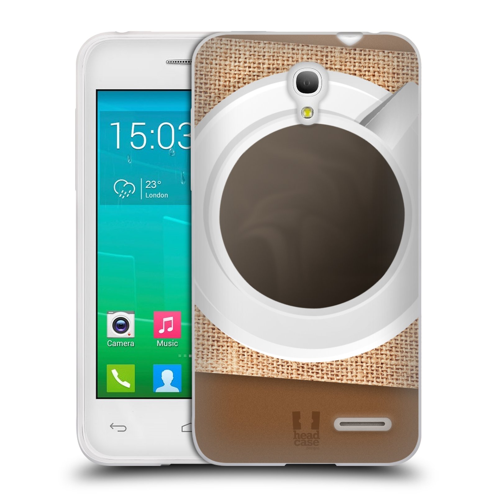 HEAD CASE silikonový obal na mobil Alcatel POP S3 OT-5050Y vzor maskování kafe na stole