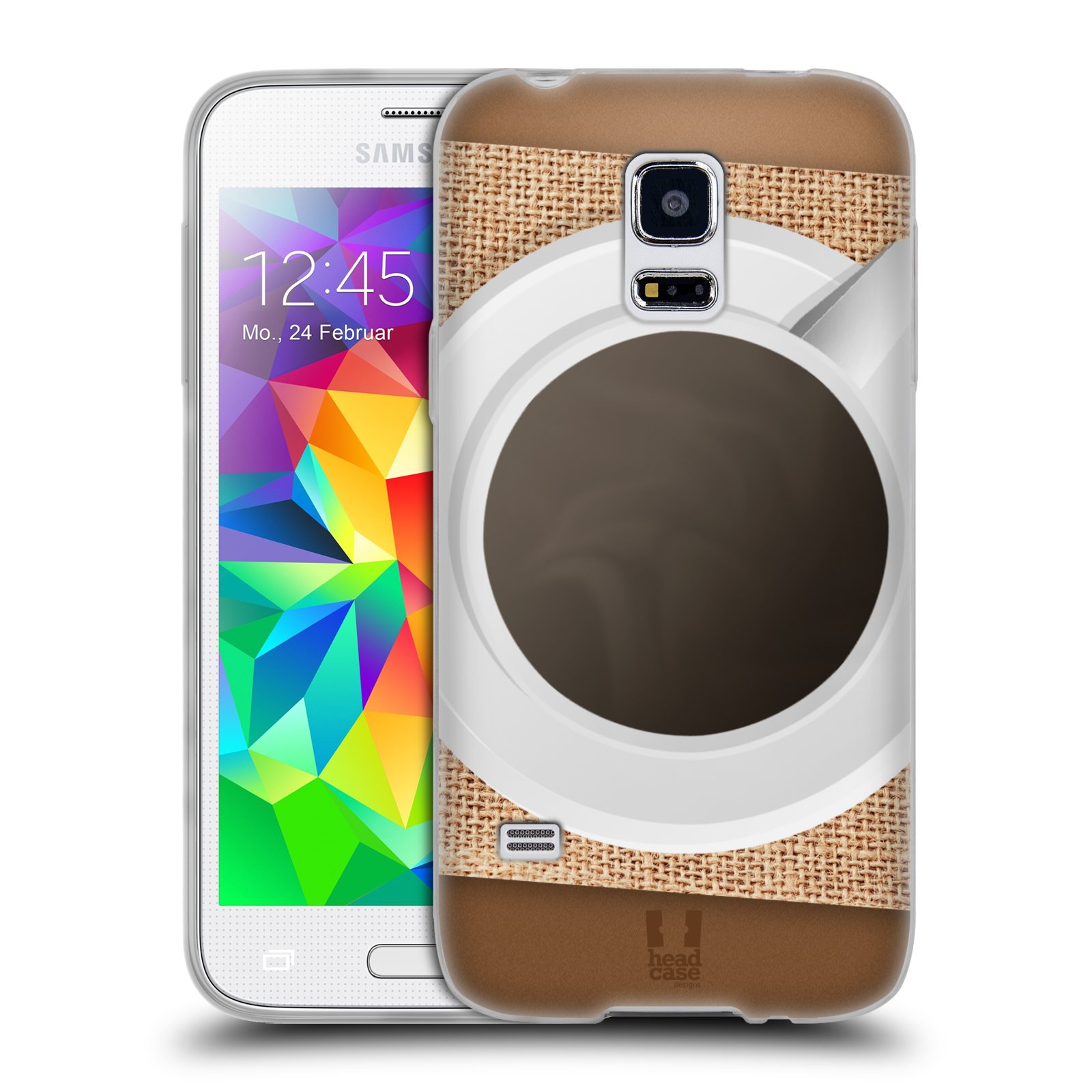 HEAD CASE silikonový obal na mobil Samsung Galaxy S5 MINI vzor maskování kafe na stole