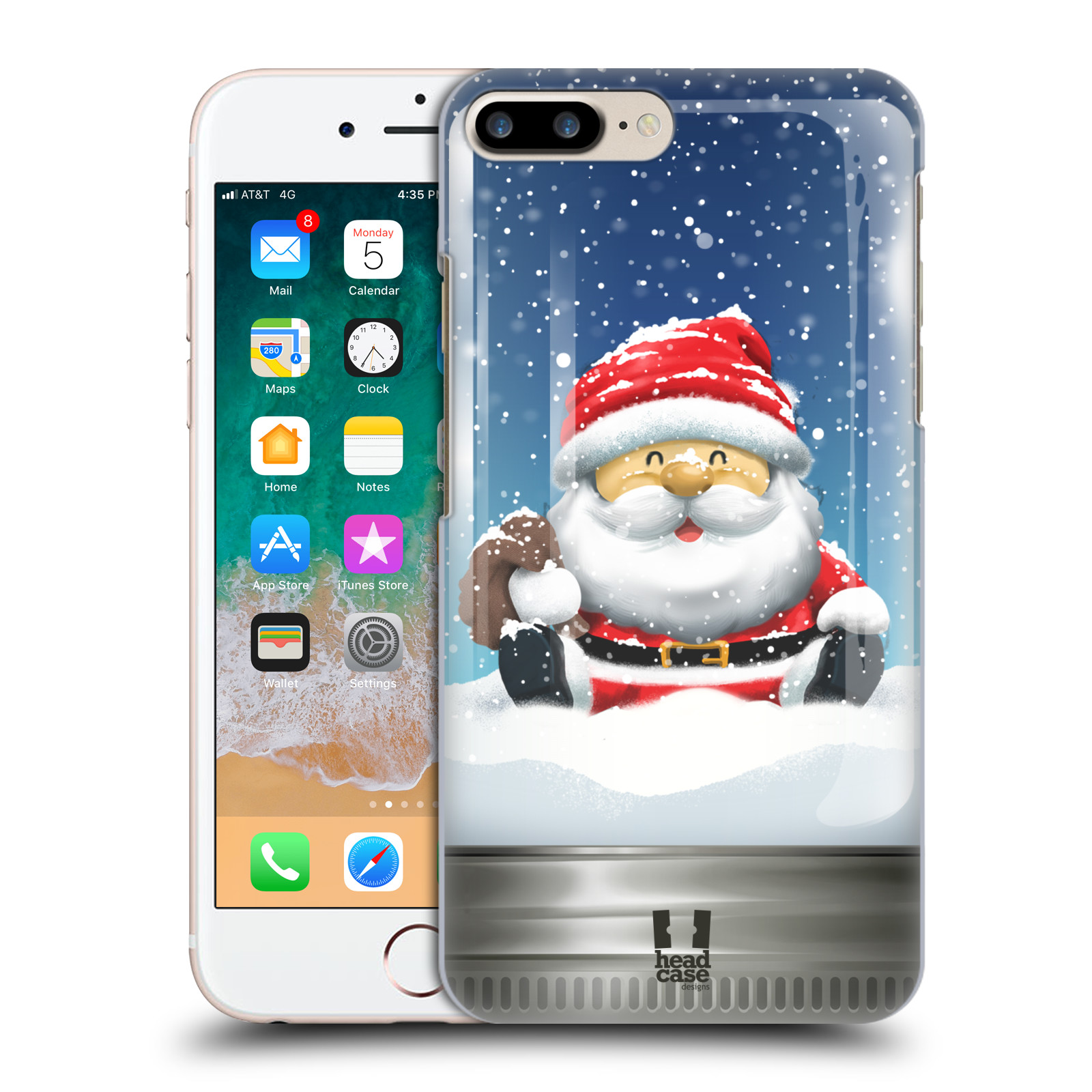 Plastové pouzdro pro mobil Apple Iphone 8 PLUS vzor Vánoce v těžítku SANTA