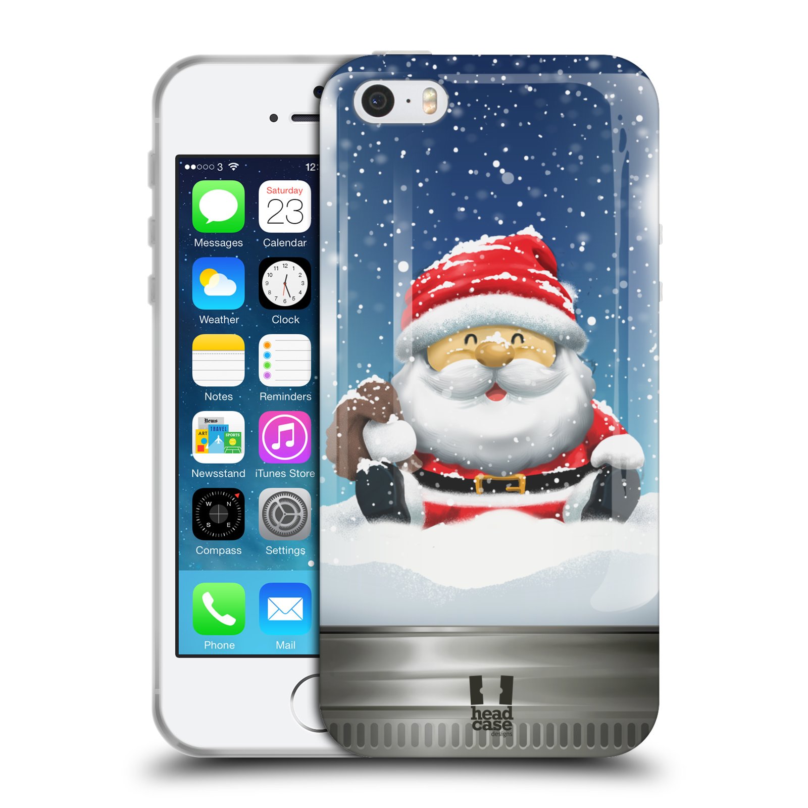 HEAD CASE silikonový obal na mobil Apple Iphone 5/5S vzor Vánoce v těžítku SANTA