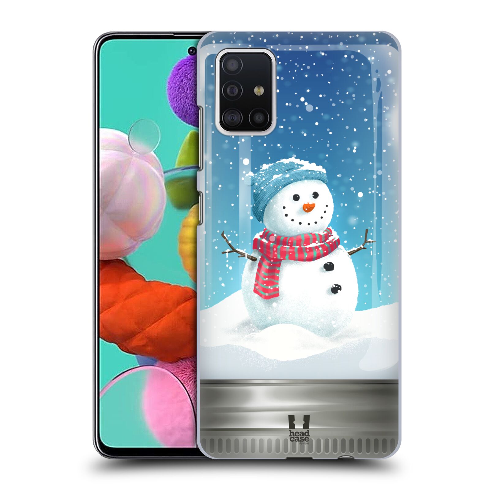 Pouzdro na mobil Samsung Galaxy A51 - HEAD CASE - vzor Vánoce v těžítku SNĚHULÁK