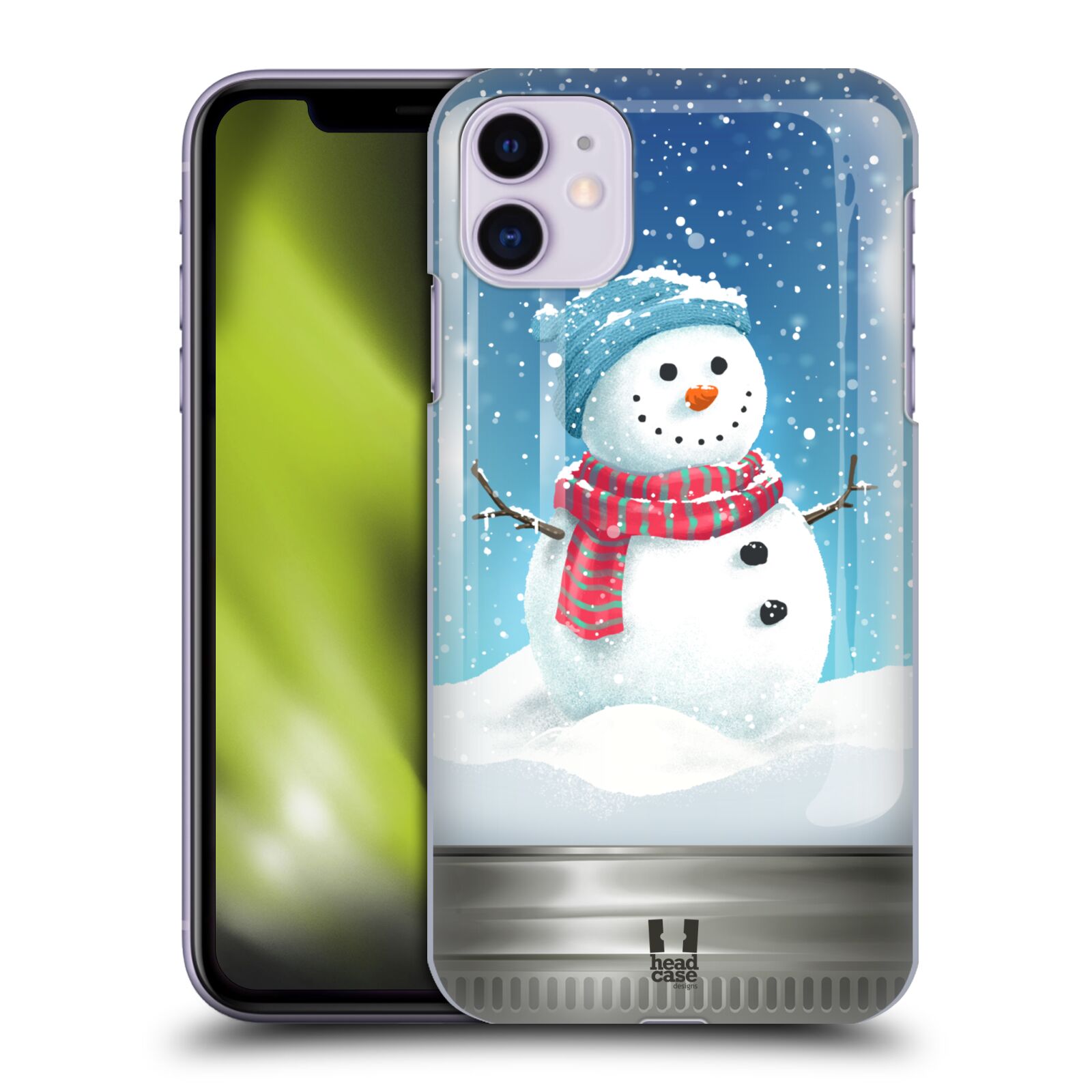 Pouzdro na mobil Apple Iphone 11 - HEAD CASE - vzor Vánoce v těžítku SNĚHULÁK