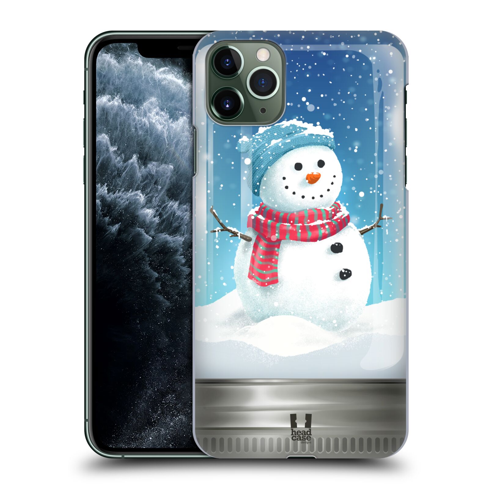 Pouzdro na mobil Apple Iphone 11 PRO MAX - HEAD CASE - vzor Vánoce v těžítku SNĚHULÁK