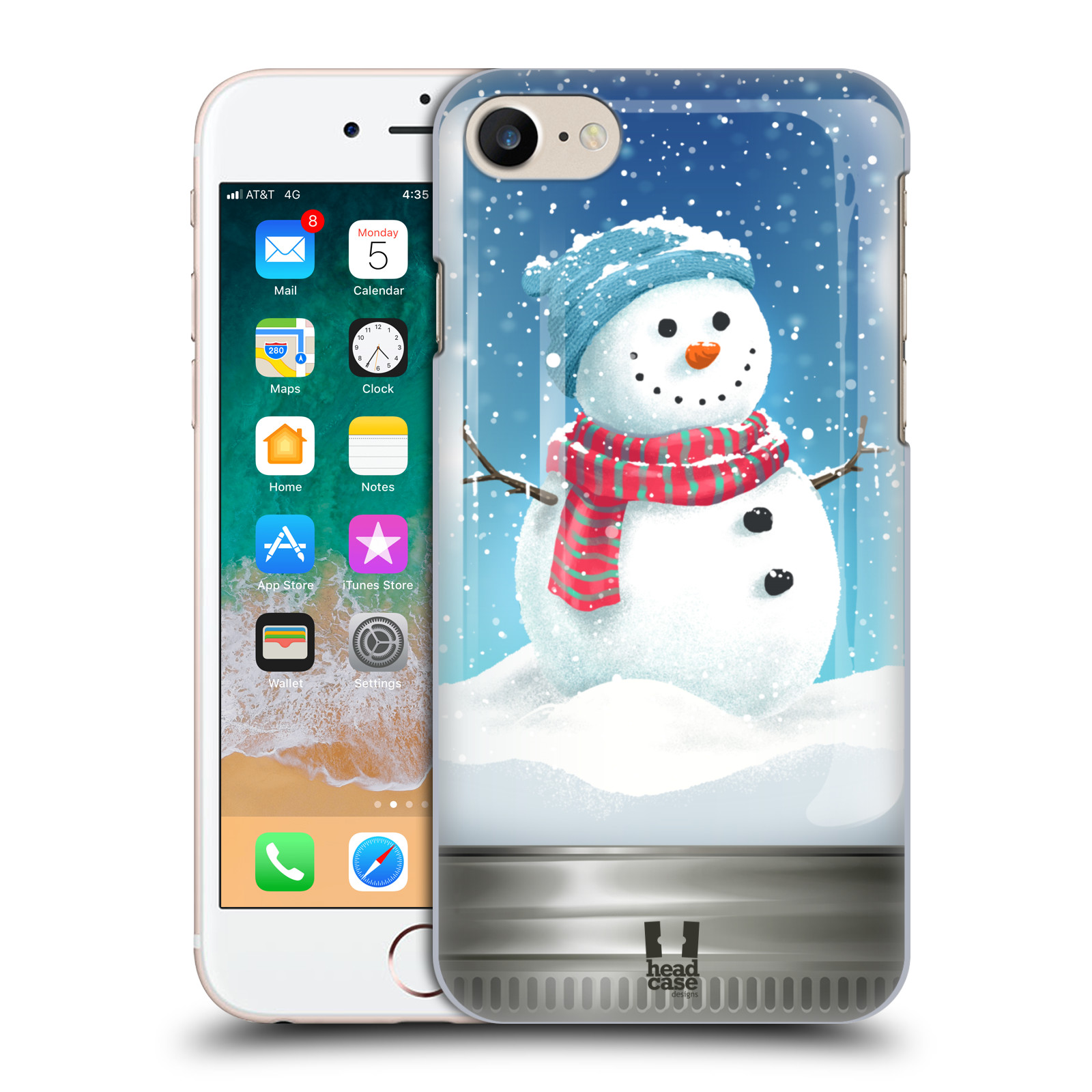 Plastové pouzdro pro mobil Apple Iphone 7/8/SE 2020 vzor Vánoce v těžítku SNĚHULÁK