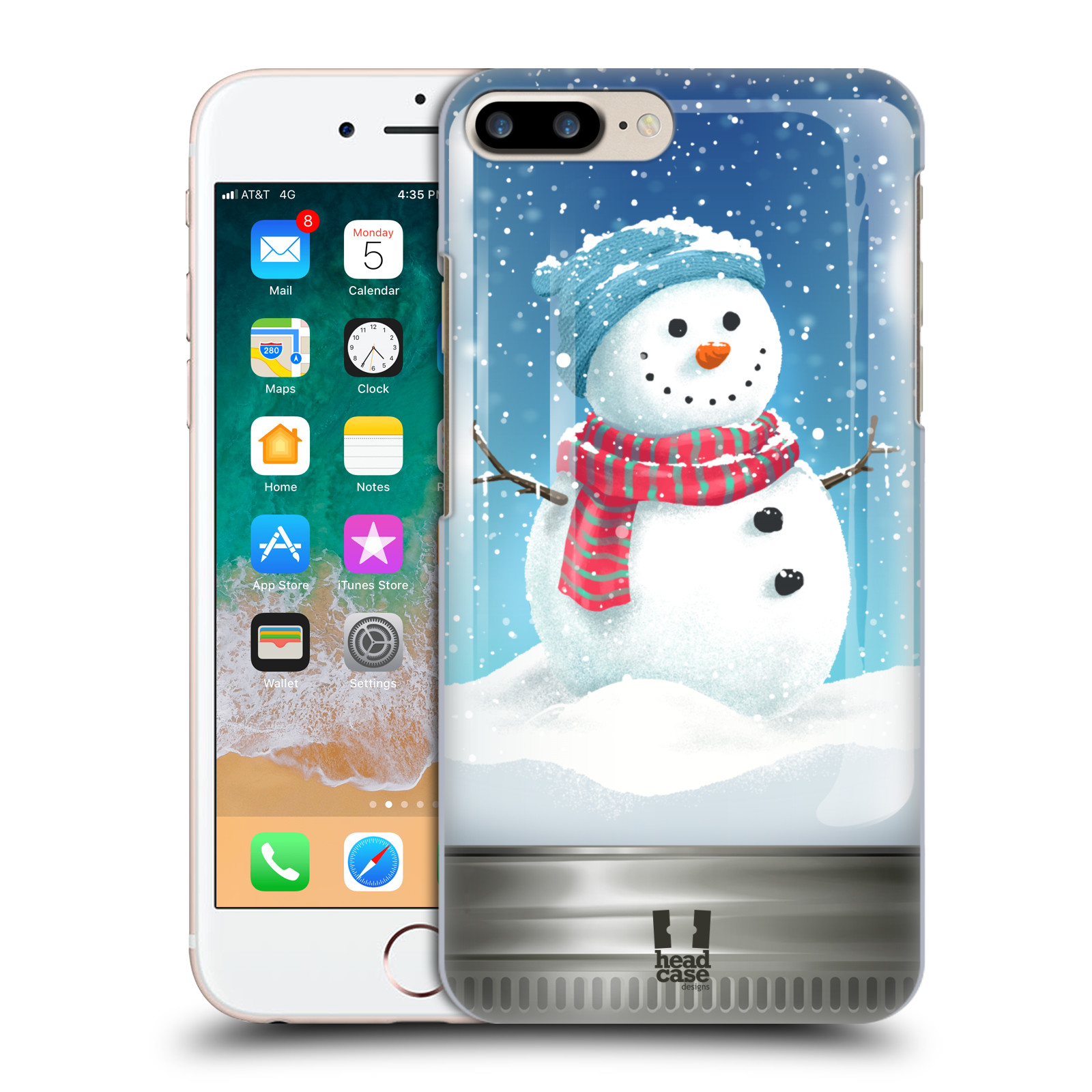 Plastové pouzdro pro mobil Apple Iphone 8 PLUS vzor Vánoce v těžítku SNĚHULÁK