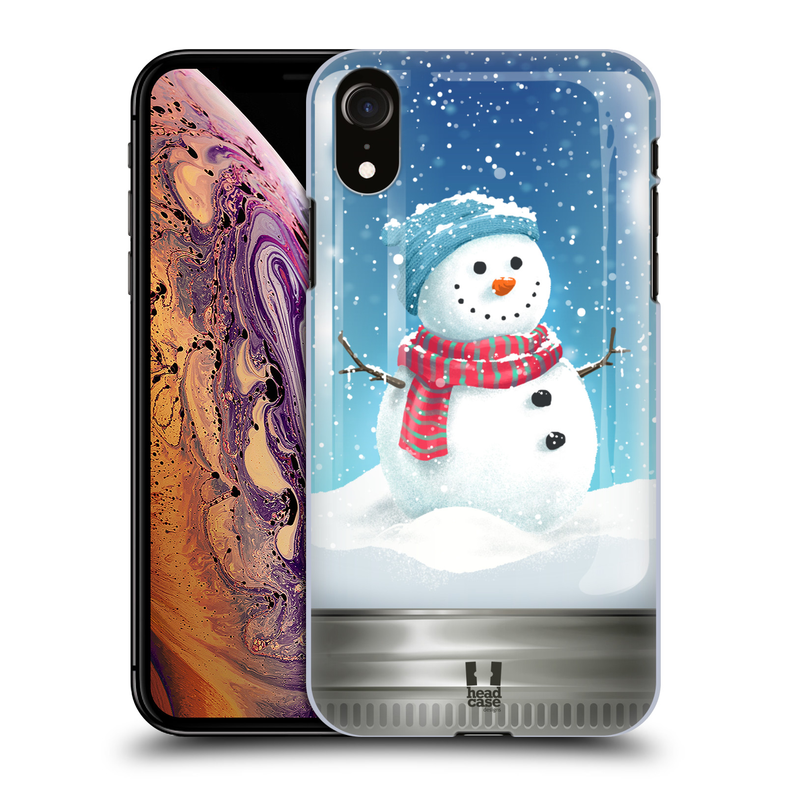 HEAD CASE plastový obal na mobil Apple Iphone XR vzor Vánoce v těžítku SNĚHULÁK