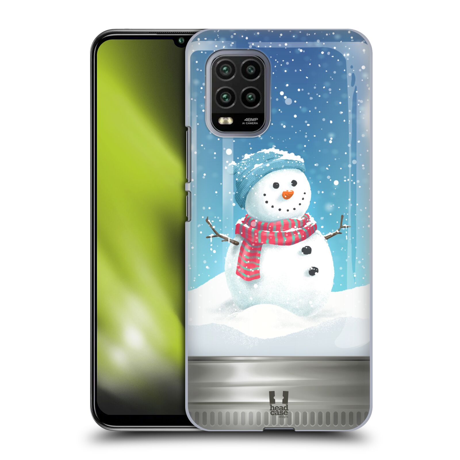 Zadní kryt, obal na mobil Xiaomi Mi 10 LITE vzor Vánoce v těžítku SNĚHULÁK