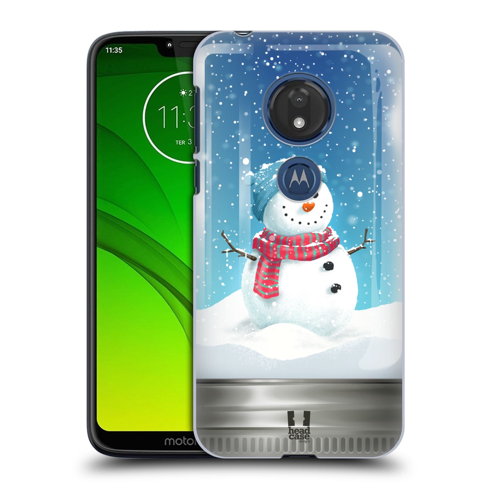 Pouzdro na mobil Motorola Moto G7 Play vzor Vánoce v těžítku SNĚHULÁK