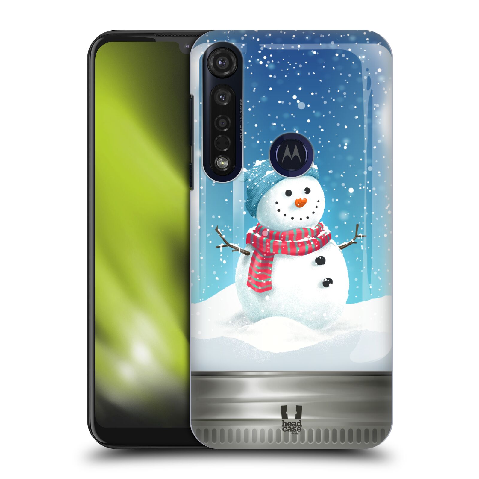 Pouzdro na mobil Motorola Moto G8 PLUS - HEAD CASE - vzor Vánoce v těžítku SNĚHULÁK