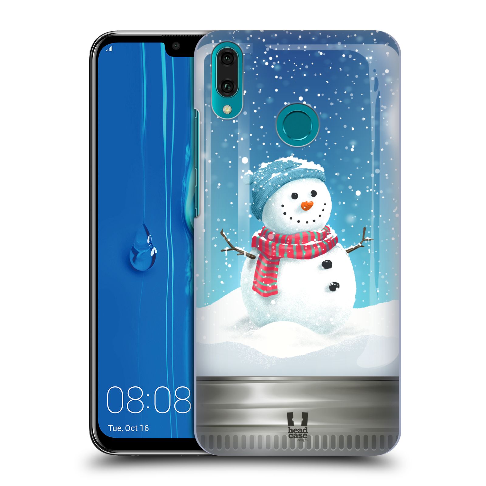 Pouzdro na mobil Huawei Y9 2019 - HEAD CASE - vzor Vánoce v těžítku SNĚHULÁK