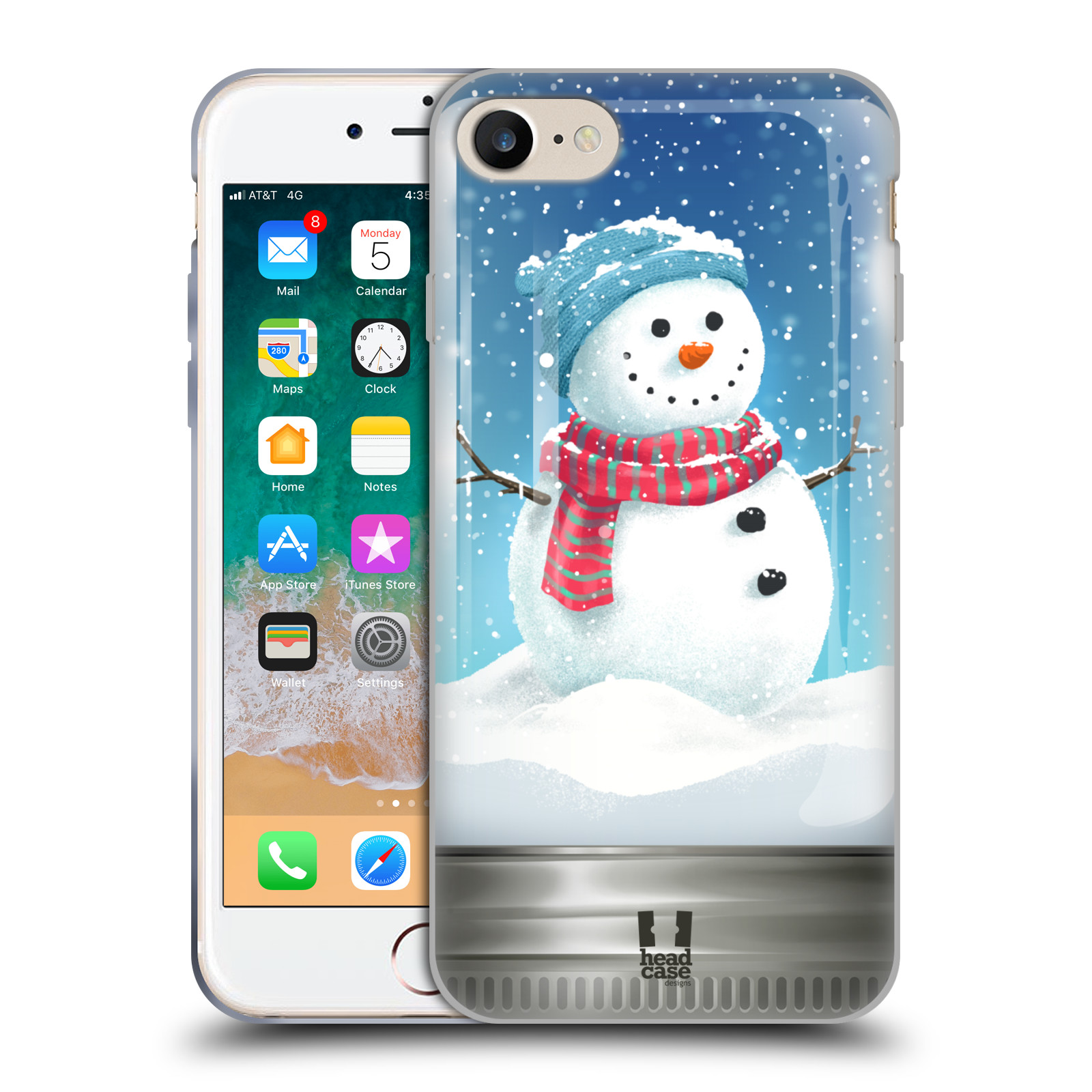 HEAD CASE silikonový obal na mobil Apple Iphone 7 vzor Vánoce v těžítku SNĚHULÁK