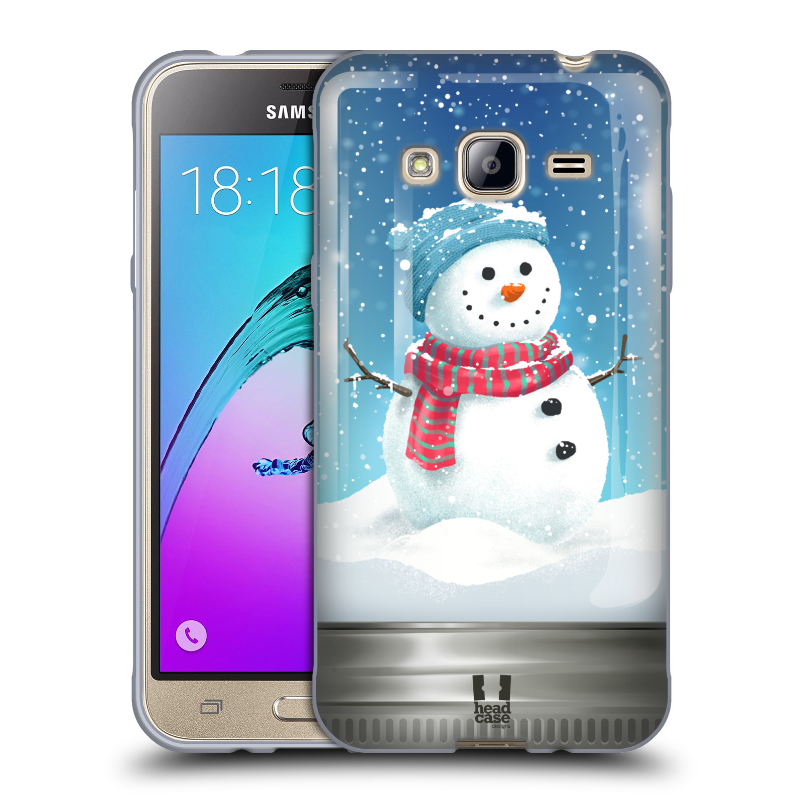 HEAD CASE silikonový obal na mobil Samsung Galaxy J3, J3 2016 vzor Vánoce v těžítku SNĚHULÁK