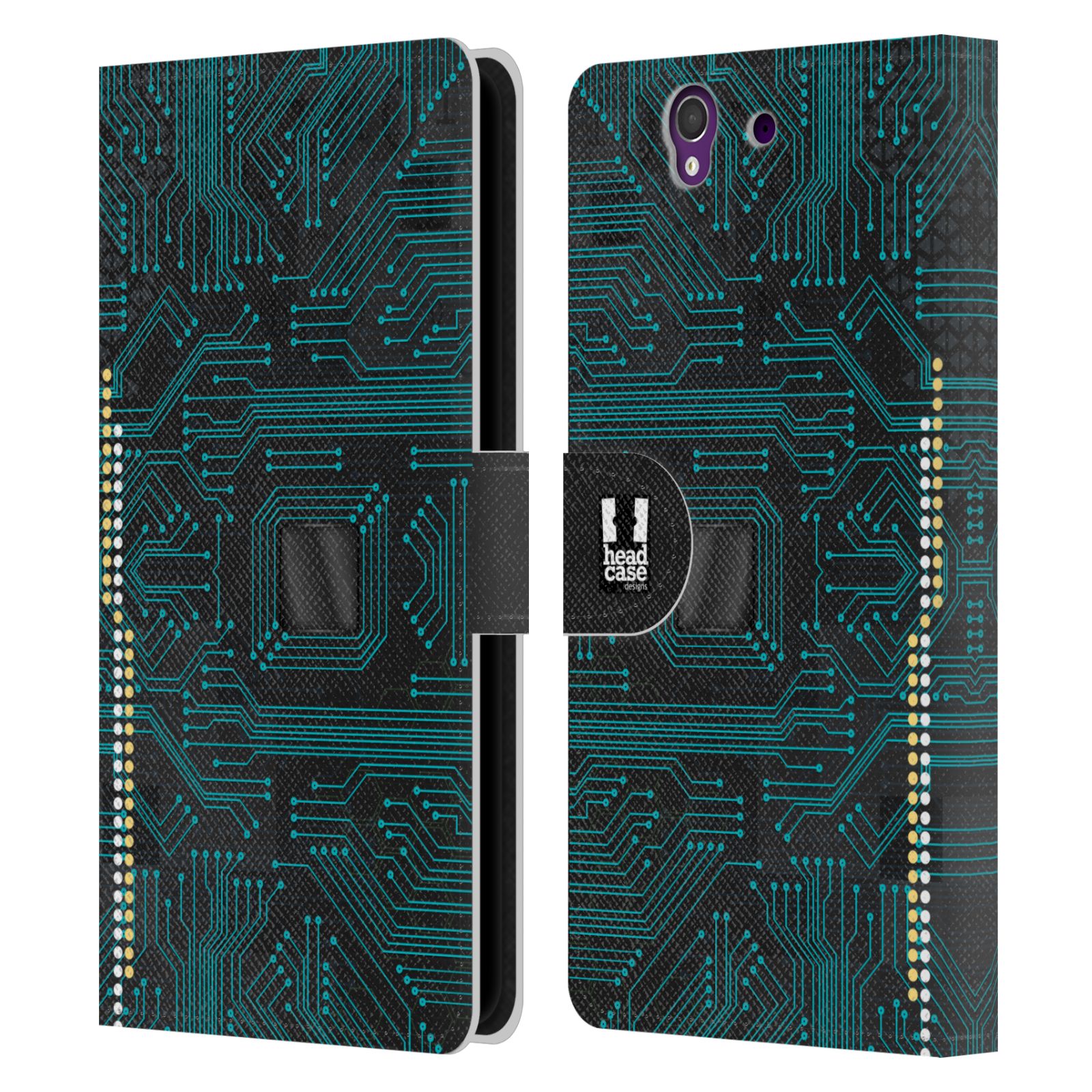 HEAD CASE Flipové pouzdro pro mobil SONY XPERIA Z (C6603) počítač základní deska modrá barva