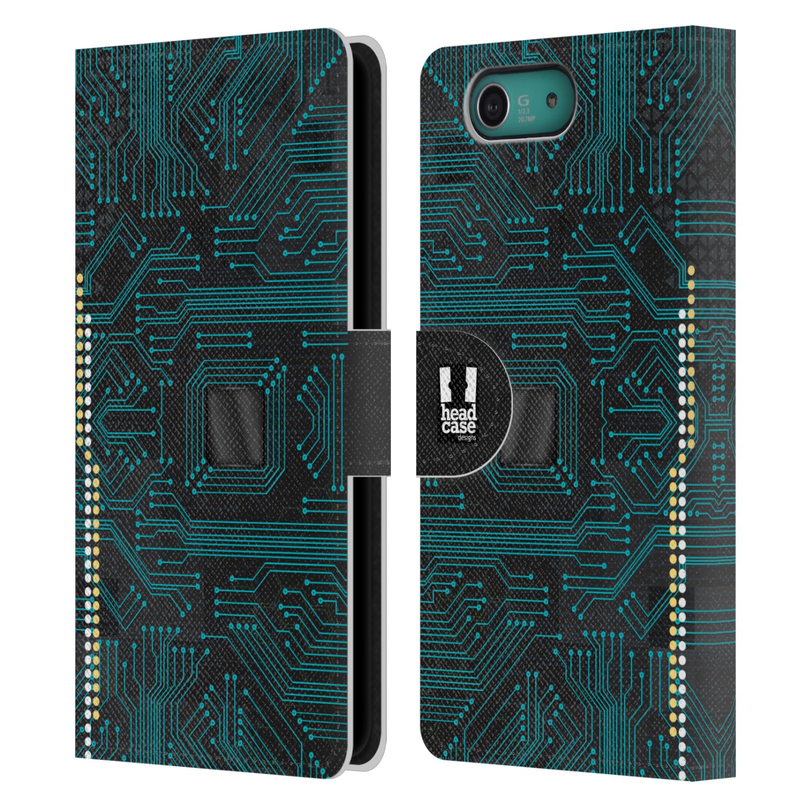 HEAD CASE Flipové pouzdro pro mobil SONY XPERIA Z3 COMPACT počítač základní deska modrá barva