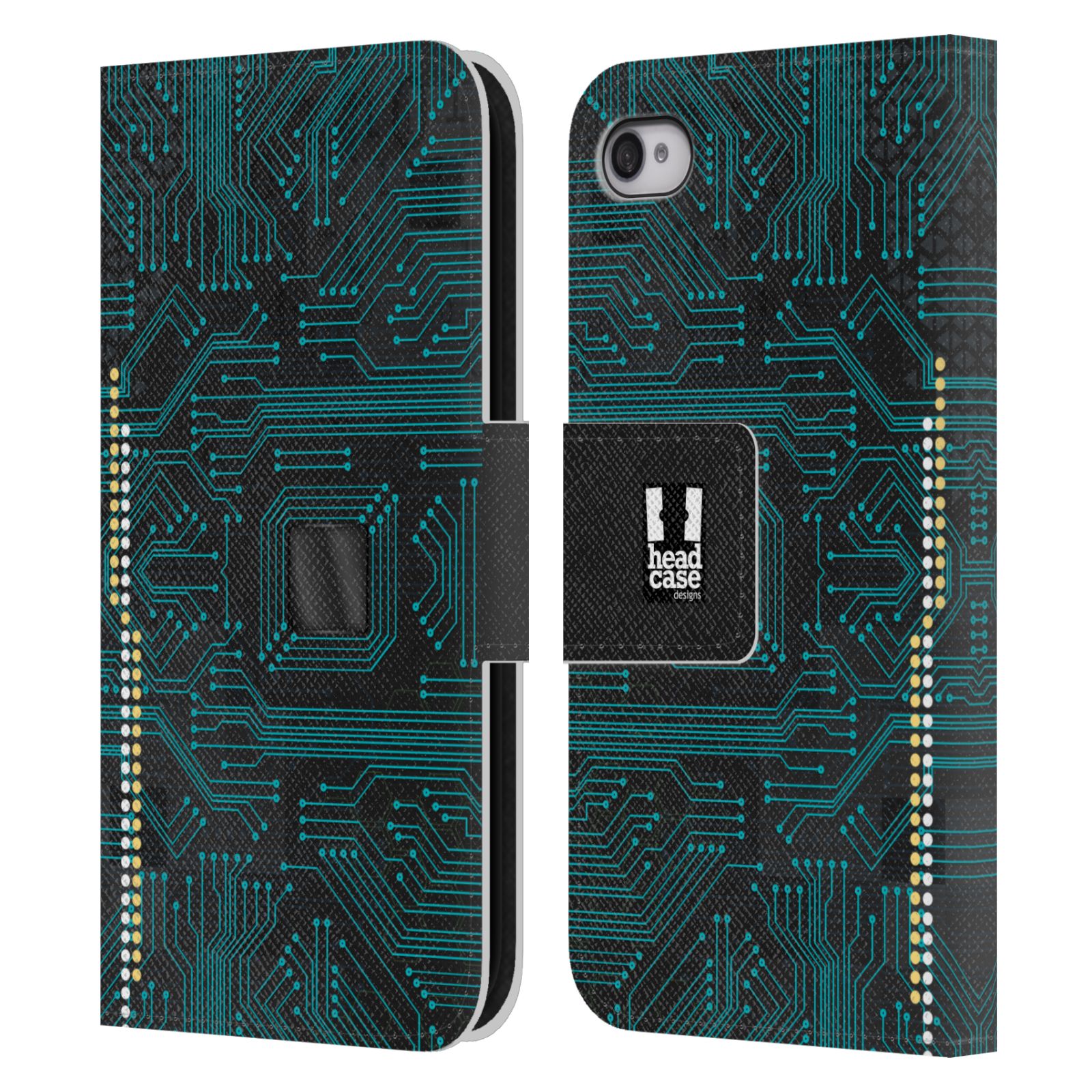HEAD CASE Flipové pouzdro pro mobil Apple Iphone 4/4s počítač základní deska modrá barva