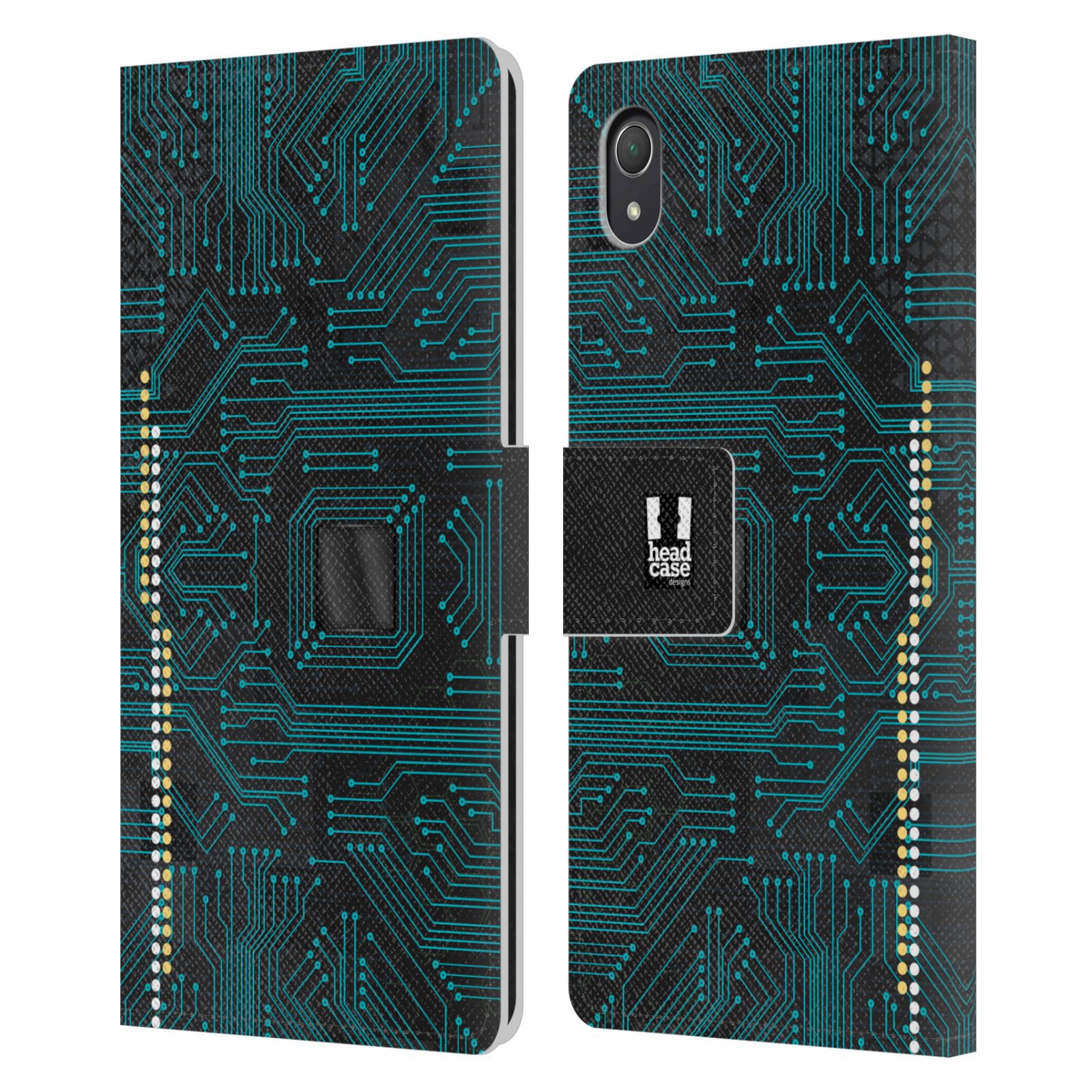 HEAD CASE Flipové pouzdro pro mobil SONY XPERIA Z2 počítač základní deska modrá barva