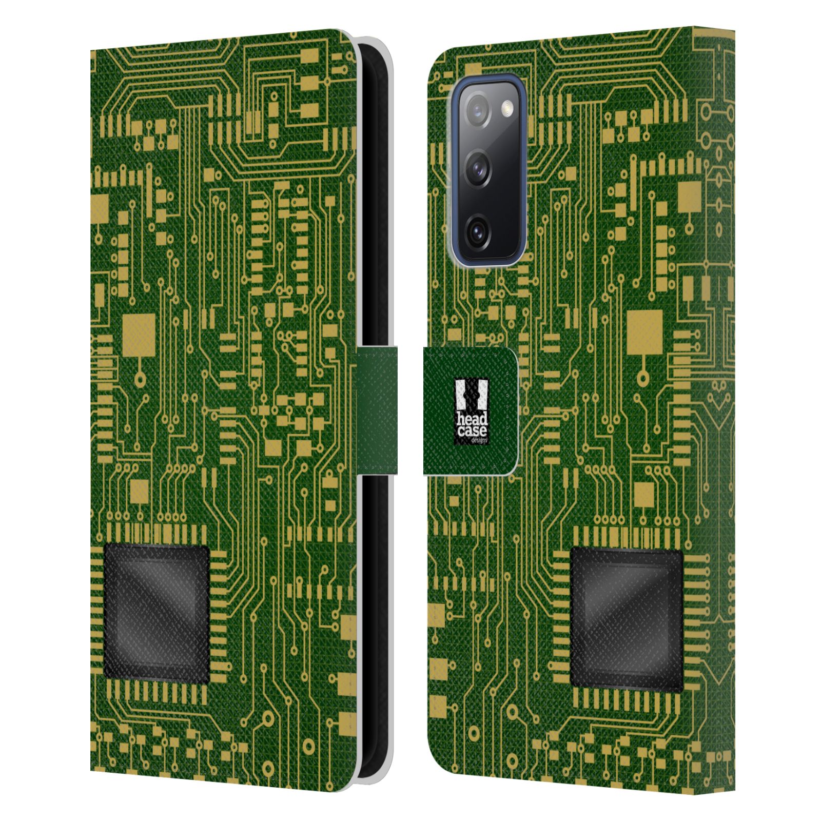 Pouzdro HEAD CASE na mobil Samsung Galaxy S20 FE / S20 FE 5G počítač základní deska zelená barva velký čip