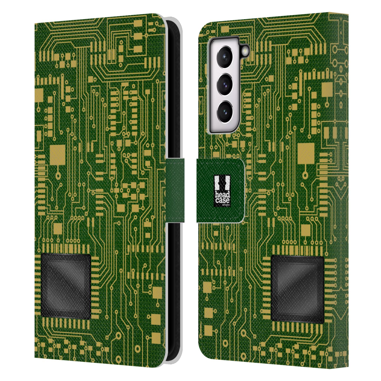 Pouzdro HEAD CASE na mobil Samsung Galaxy S21 / S21 5G počítač základní deska zelená barva velký čip