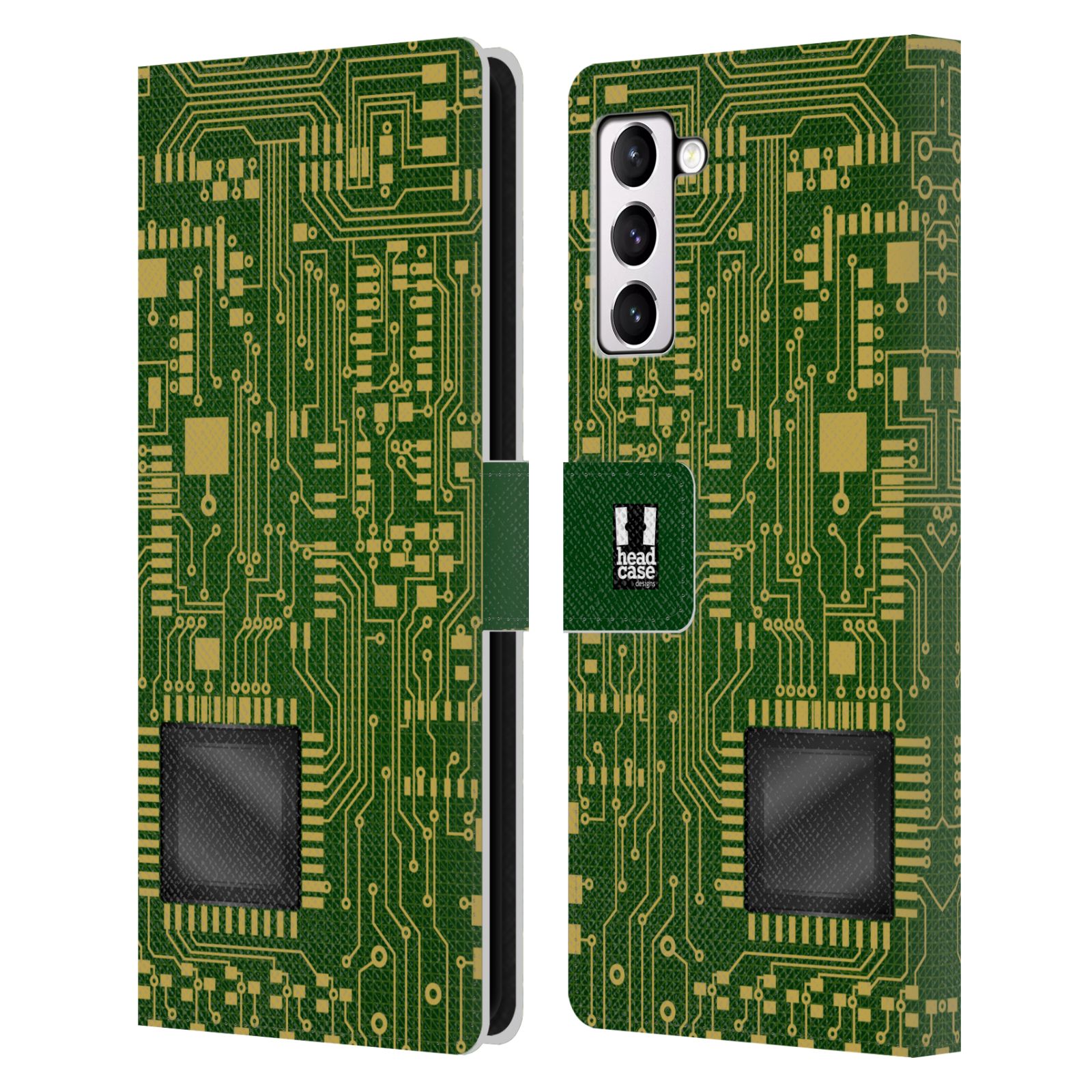 Pouzdro HEAD CASE na mobil Samsung Galaxy S21+ 5G / S21 PLUS 5G počítač základní deska zelená barva velký čip