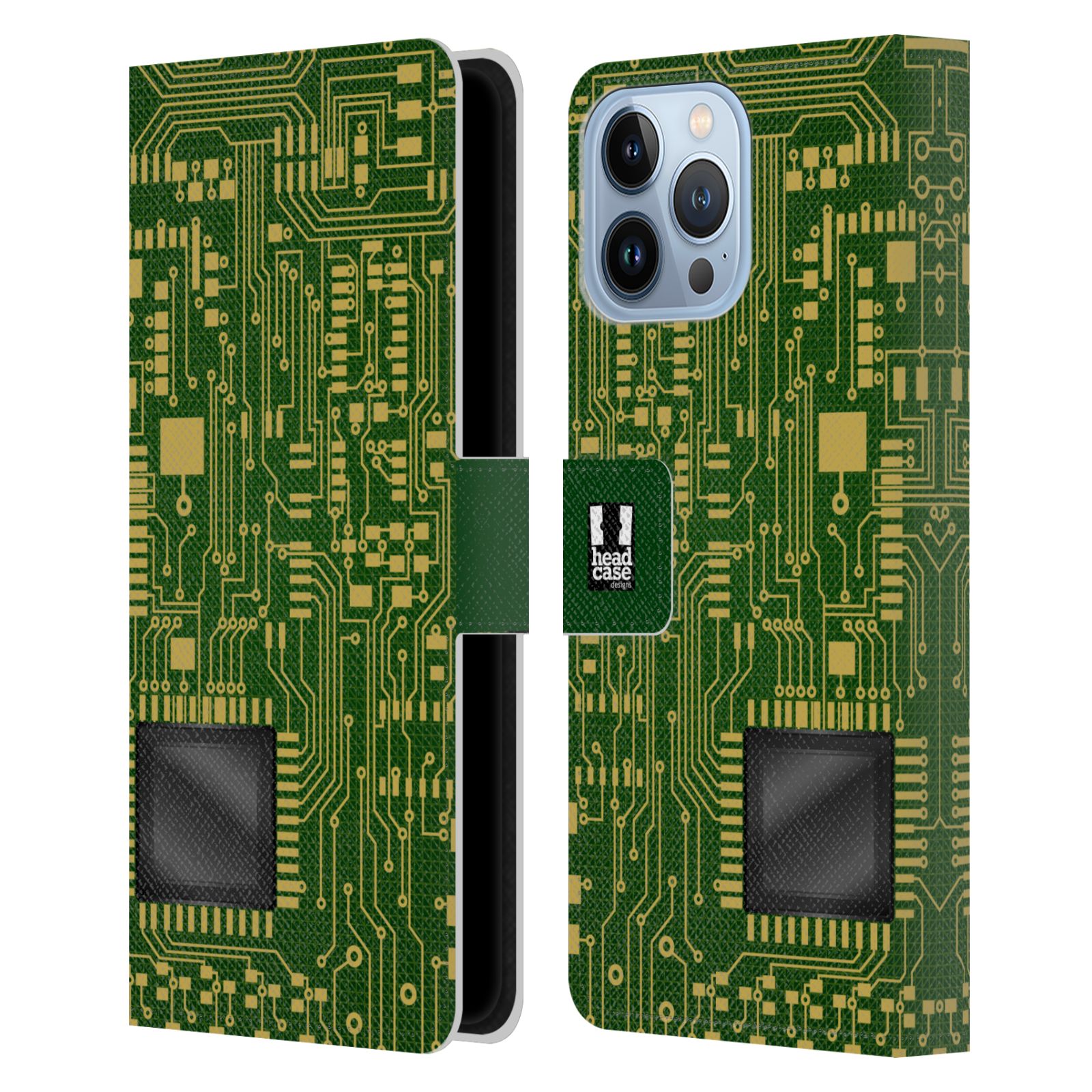 Pouzdro HEAD CASE na mobil Apple Iphone 13 PRO MAX počítač základní deska zelená barva velký čip