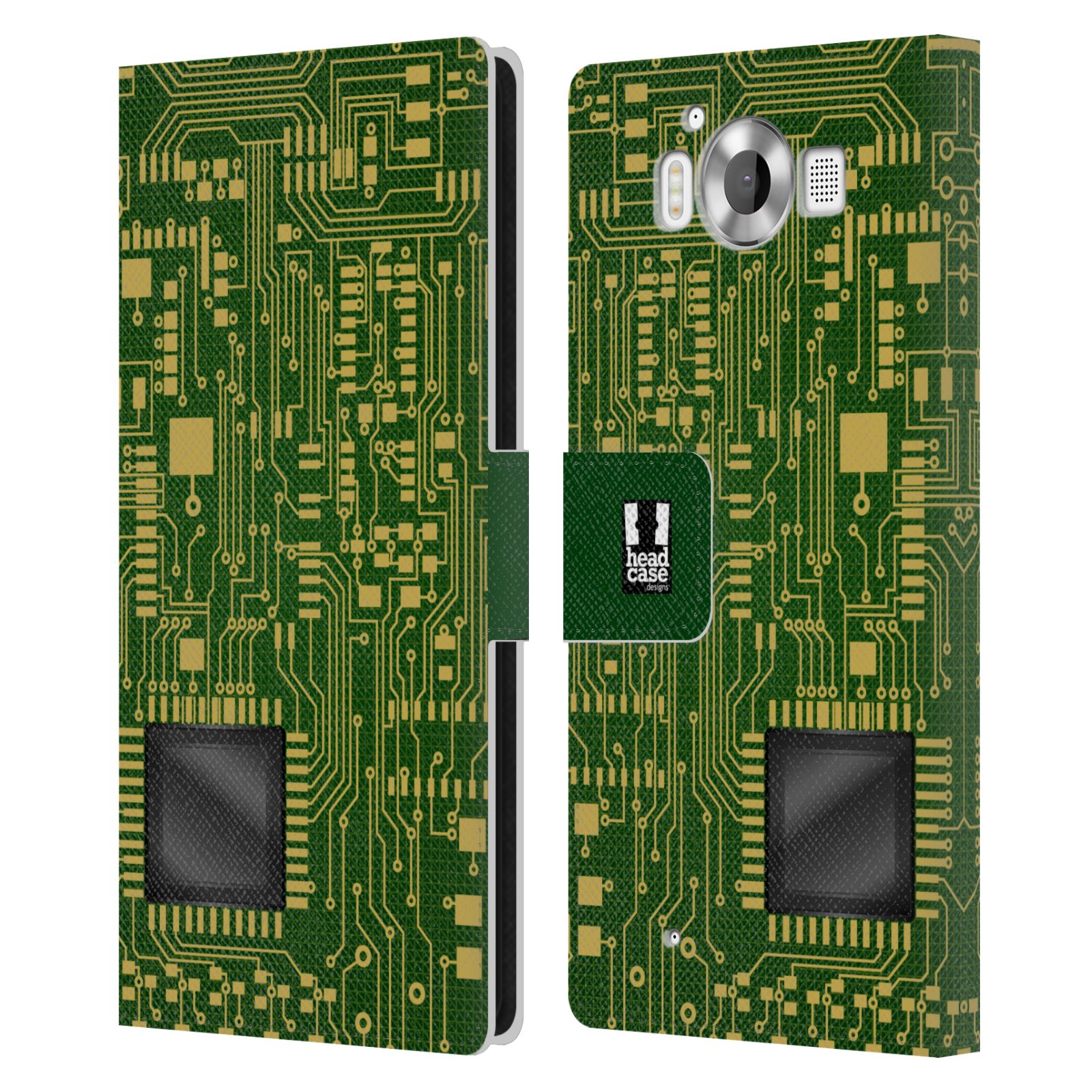 HEAD CASE Flipové pouzdro pro mobil Microsoft Lumia 950 / LUMIA 950 DUAL SIM počítač základní deska zelená barva velký čip